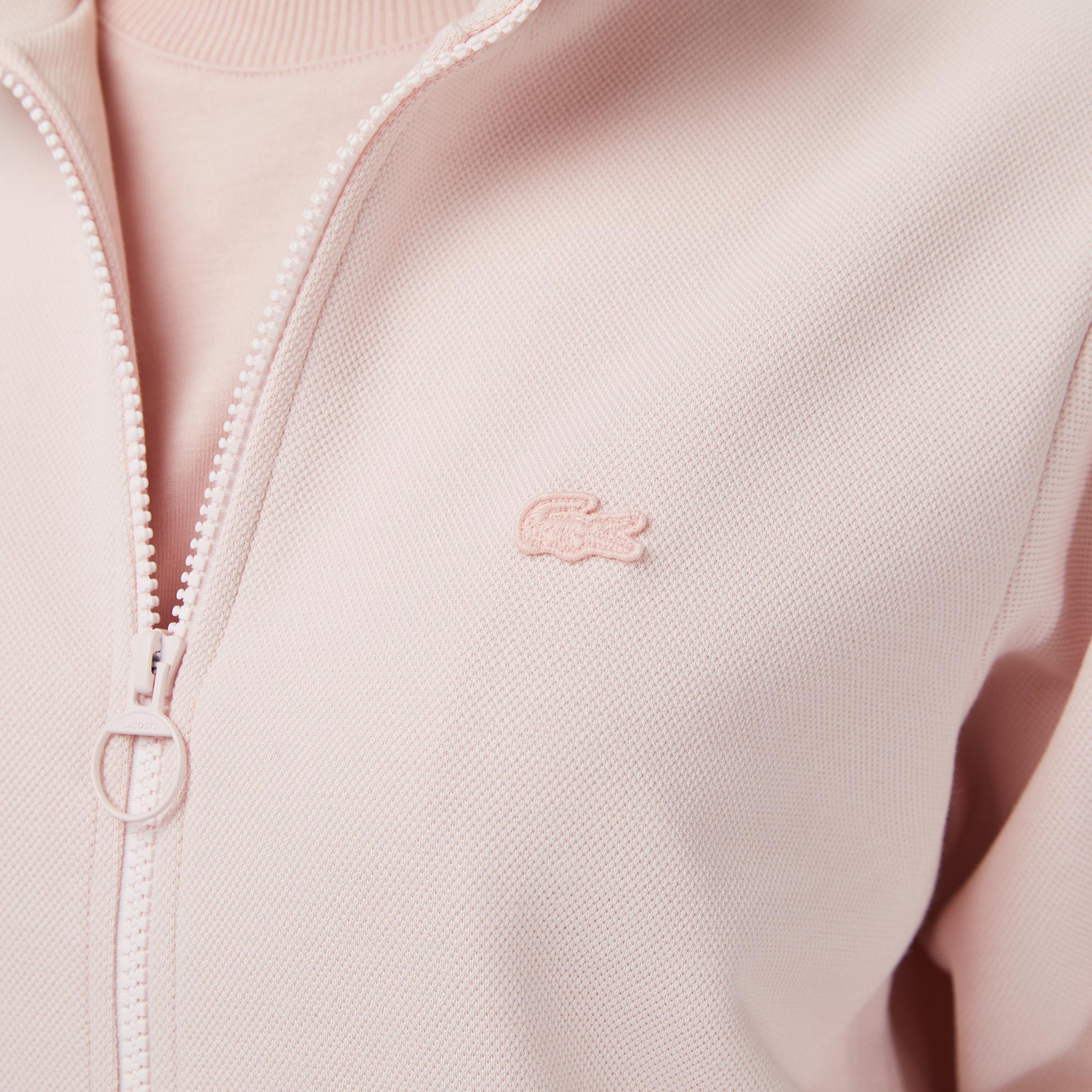 Lacoste Kadın Regular Fit Dik Yaka Açık Pembe Sweatshirt