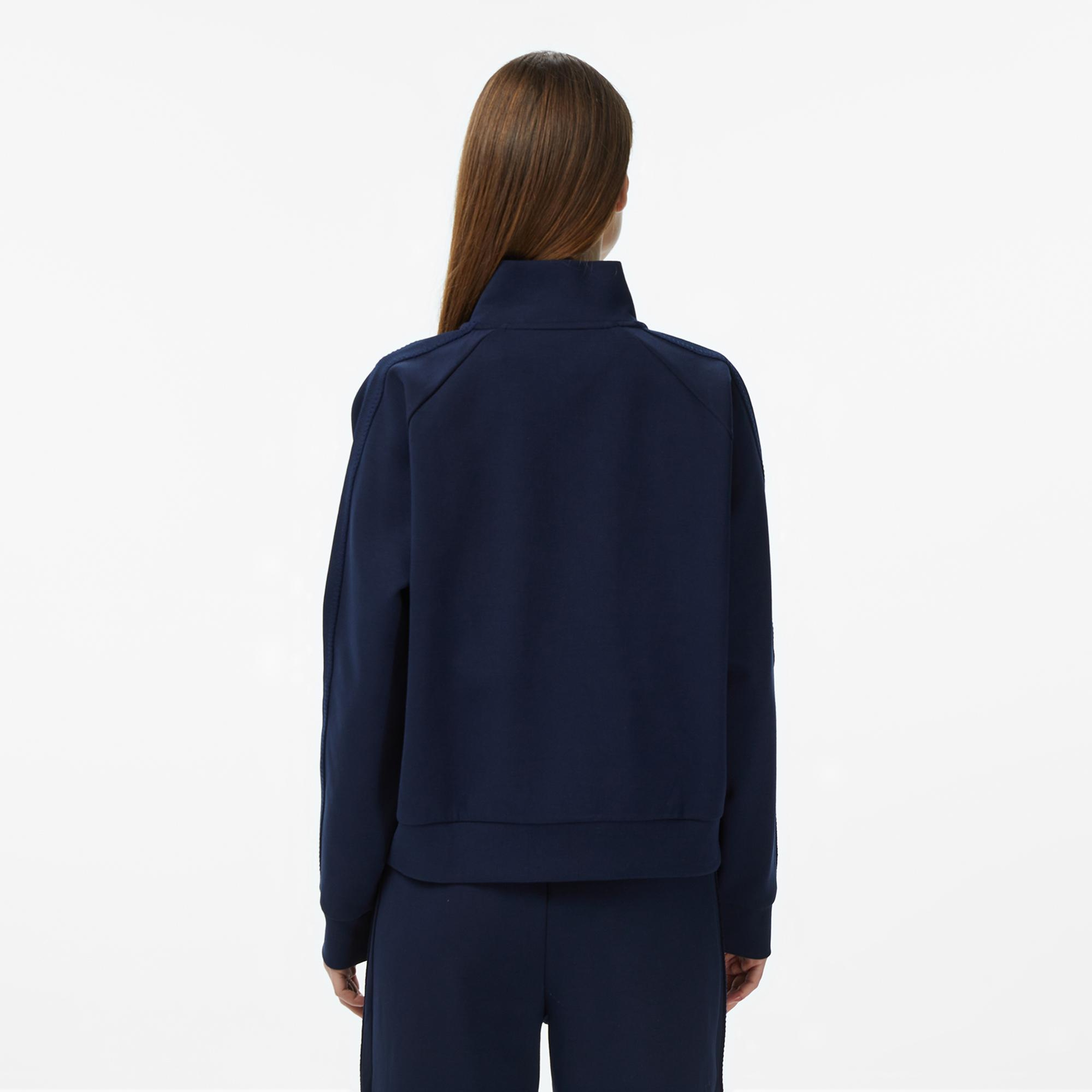 Lacoste Kadın Loose Fit Dik Yaka Lacivert Sweatshirt