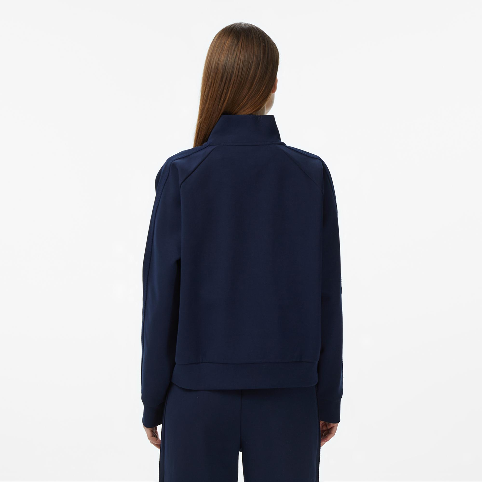 Lacoste Kadın Loose Fit Dik Yaka Lacivert Sweatshirt