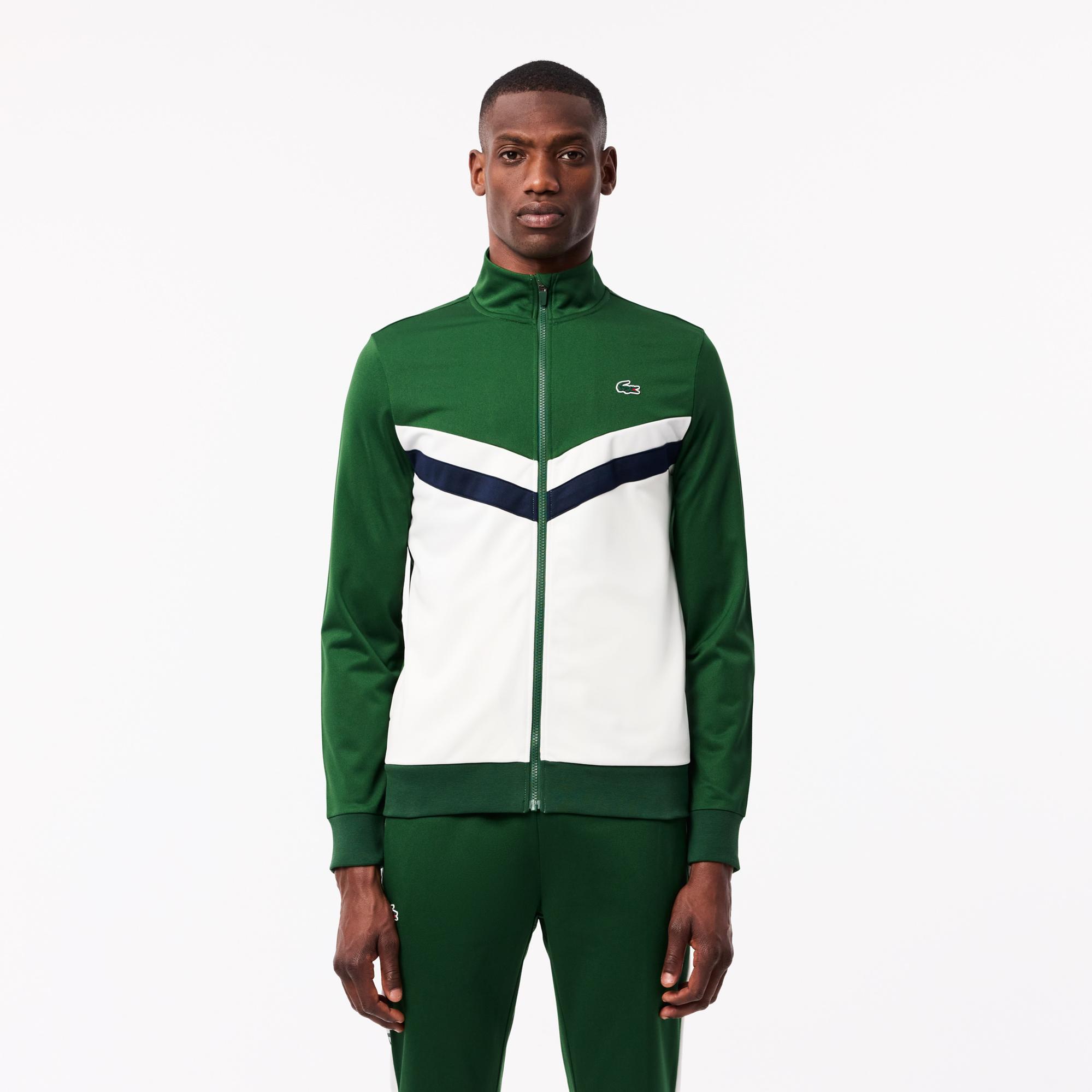 SPORT Erkek Classic Fit Fermuarlı Renk Bloklu Yeşil  Sweatshirt