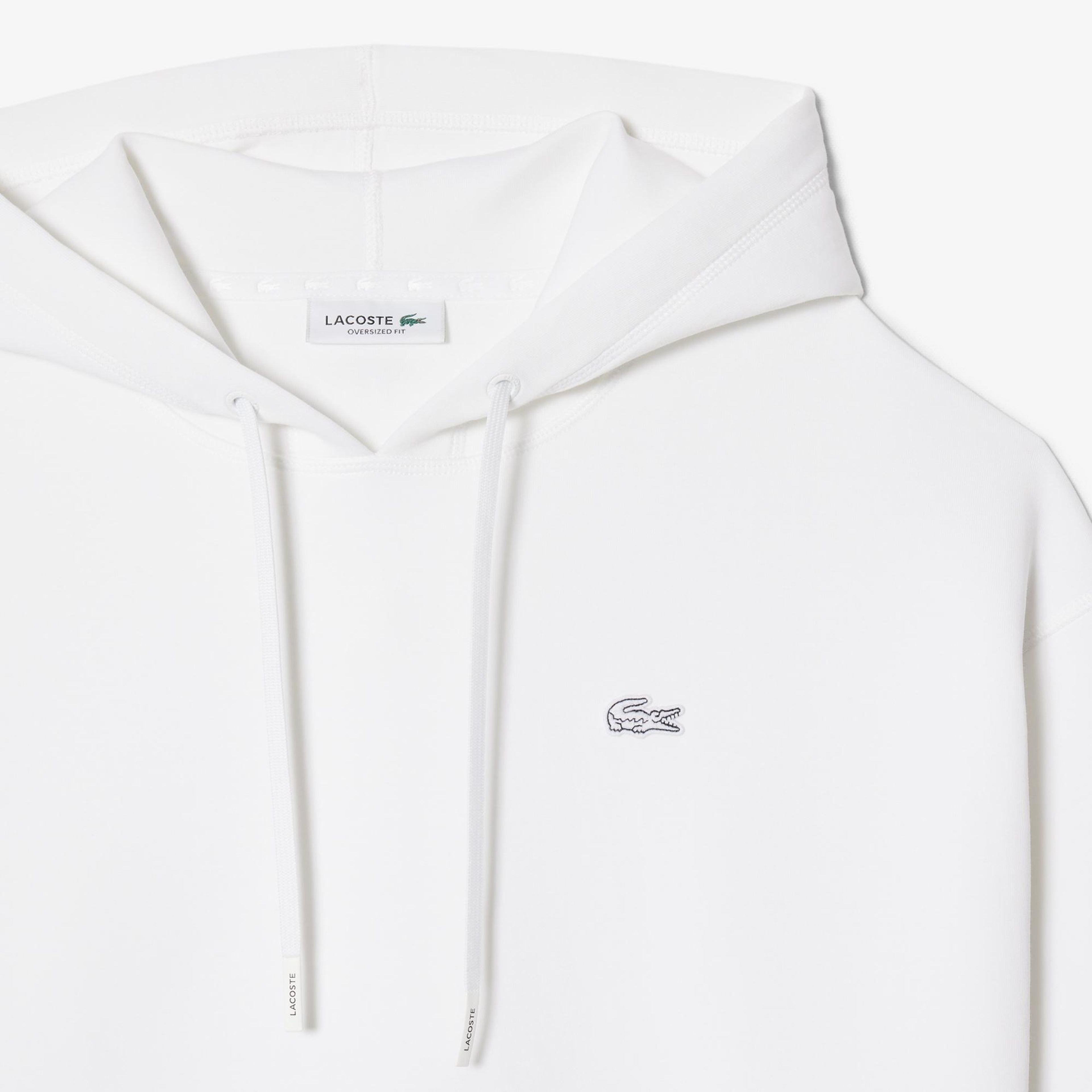 Lacoste Kadın Oversize Fit Kapüşonlu Beyaz Sweatshirt