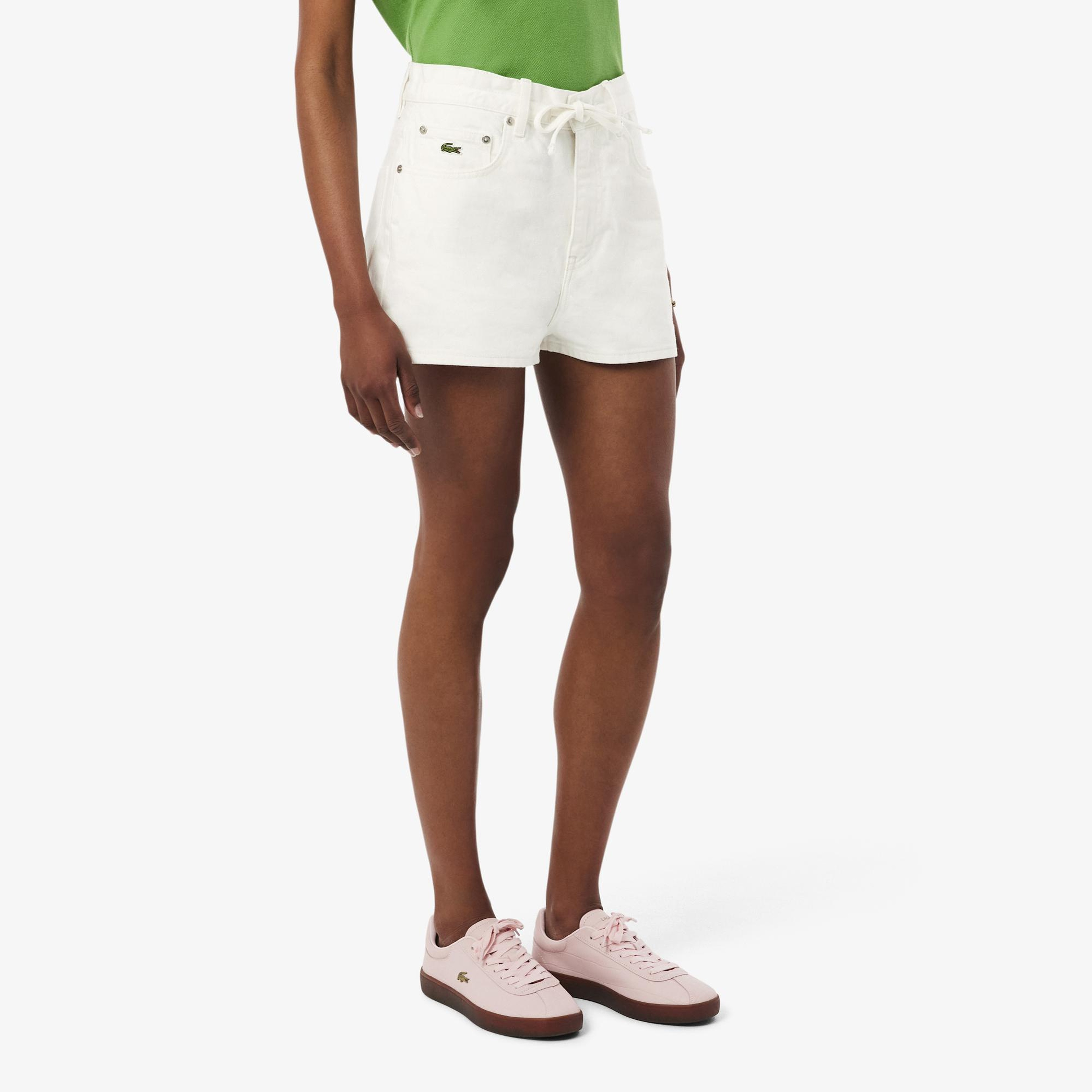 Lacoste Kadın Wide Leg Denim Beyaz Şort