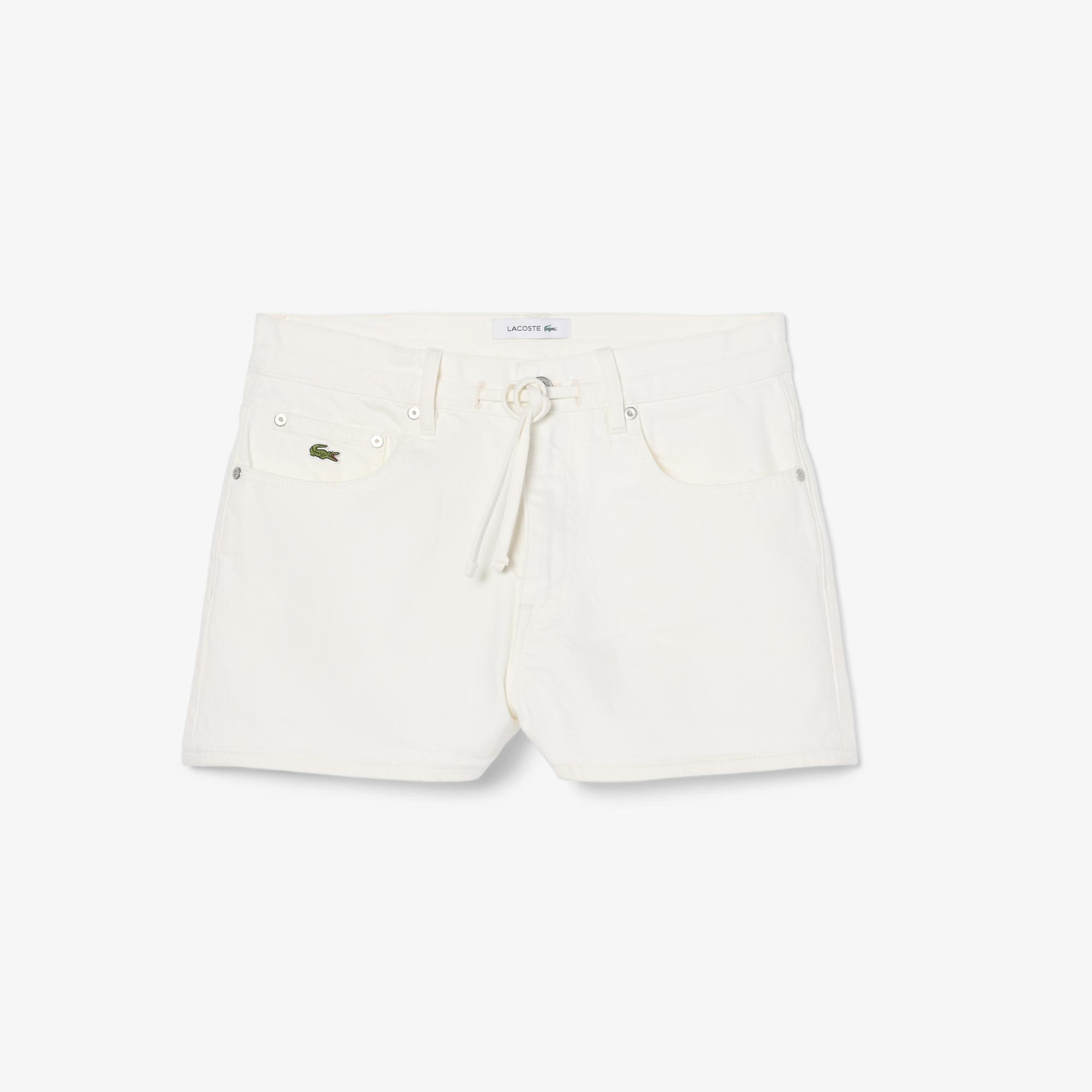 Lacoste Kadın Wide Leg Denim Beyaz Şort