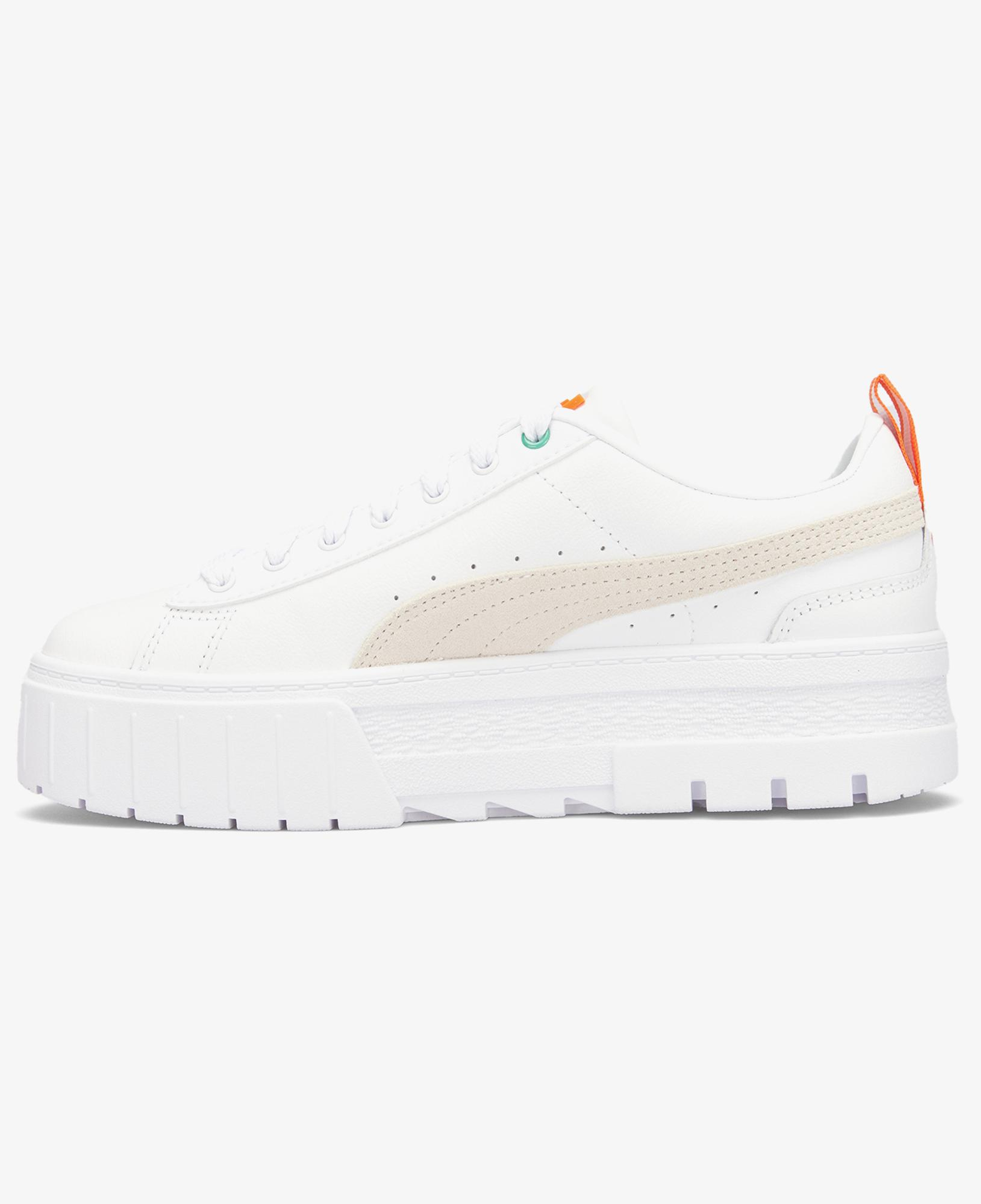 Puma Mayze Leather Kadın Beyaz Turuncu Spor Ayakkabı