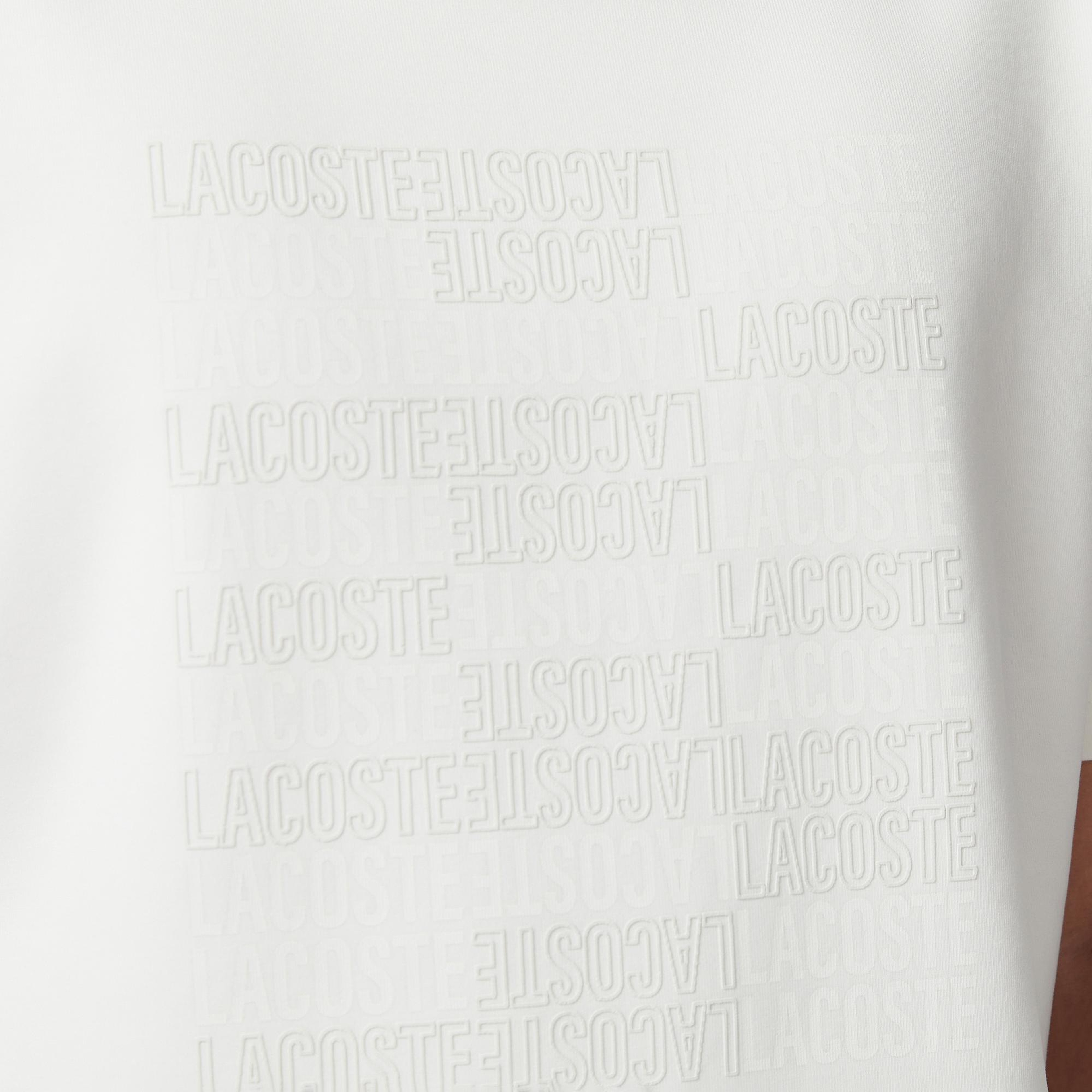 Lacoste Erkek Relaxed Fit Bisiklet Yaka Baskılı Krem T-Shirt