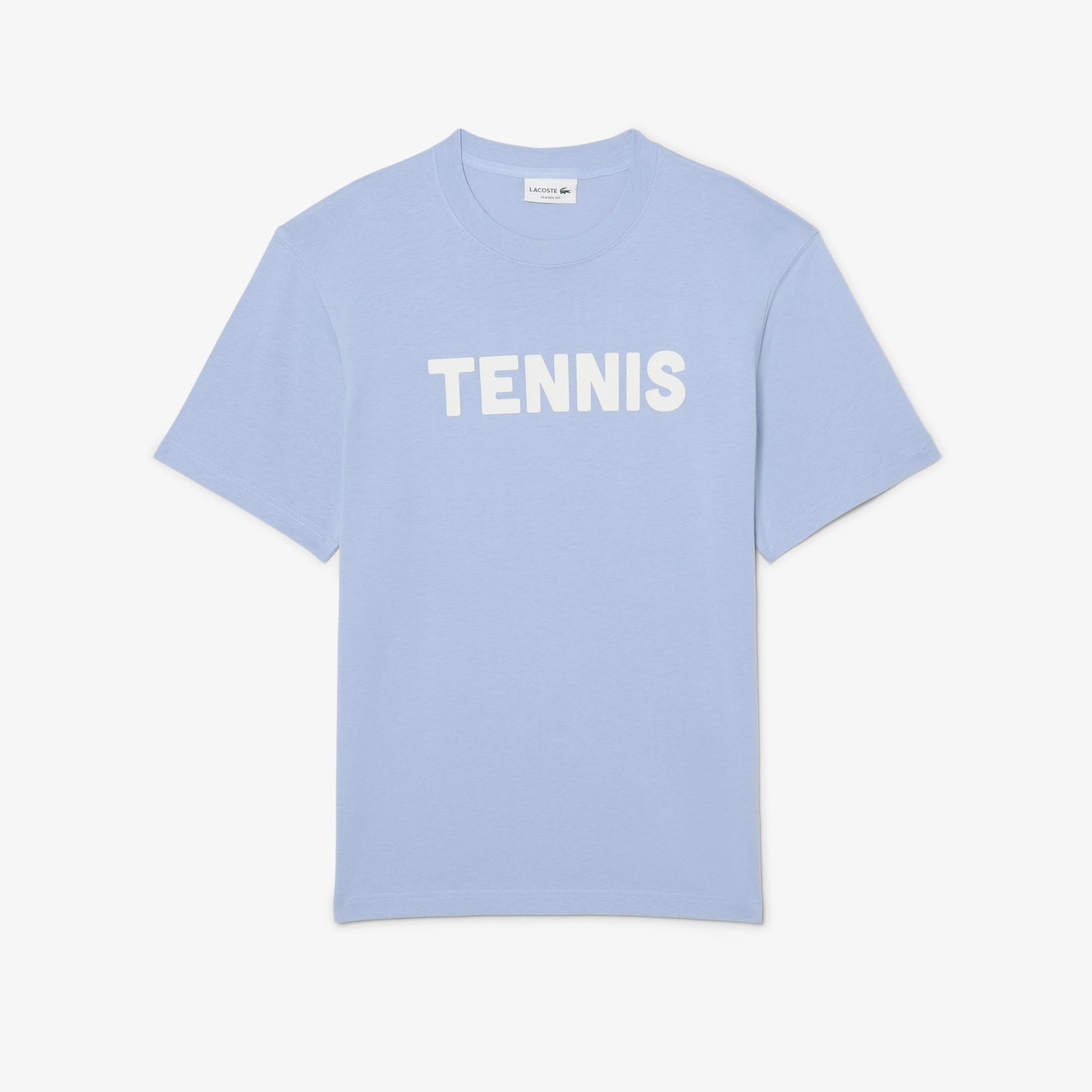 Lacoste Erkek Classic Fit Bisiklet Yaka Baskılı Mavi T-Shirt