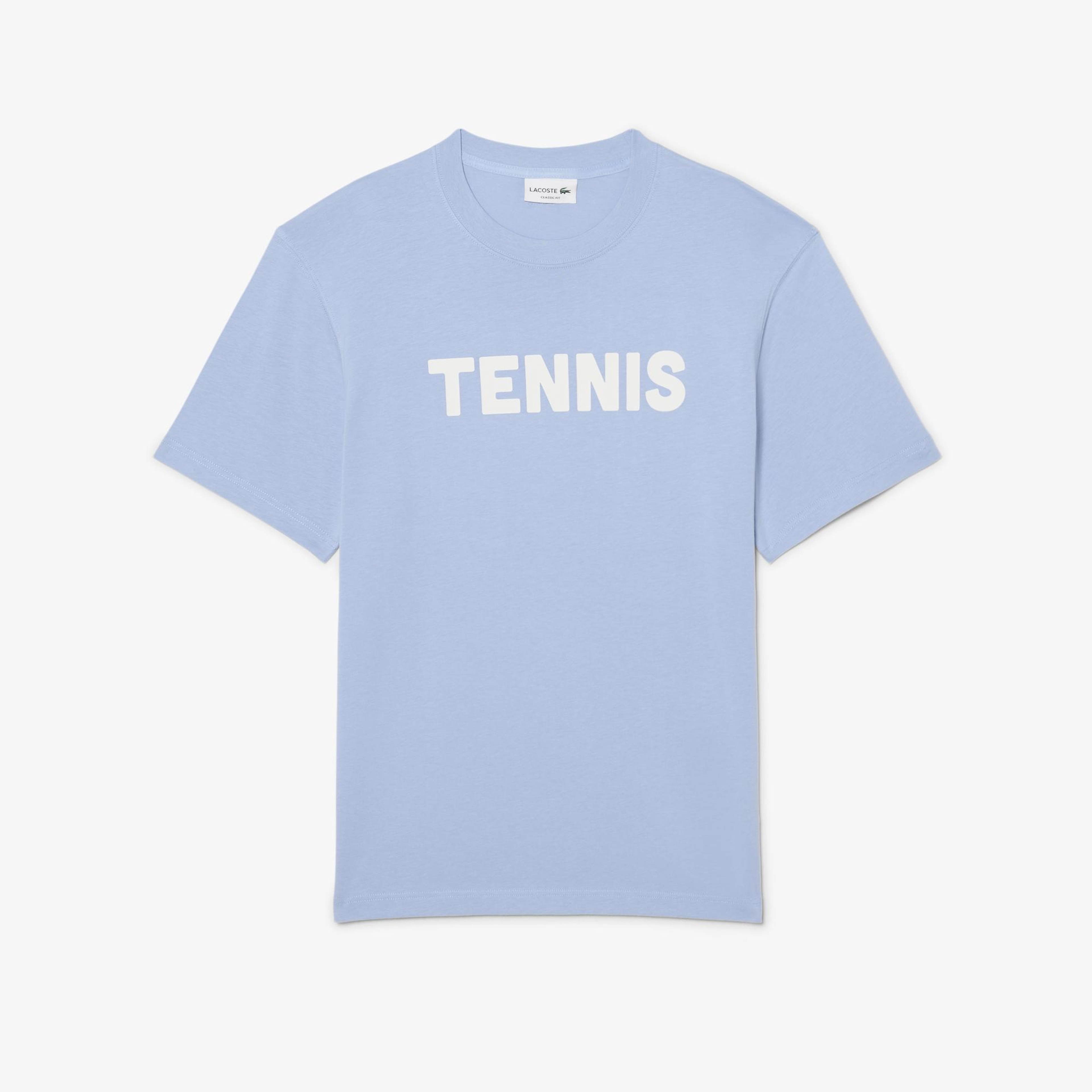 Lacoste Erkek Classic Fit Bisiklet Yaka Baskılı Mavi T-Shirt