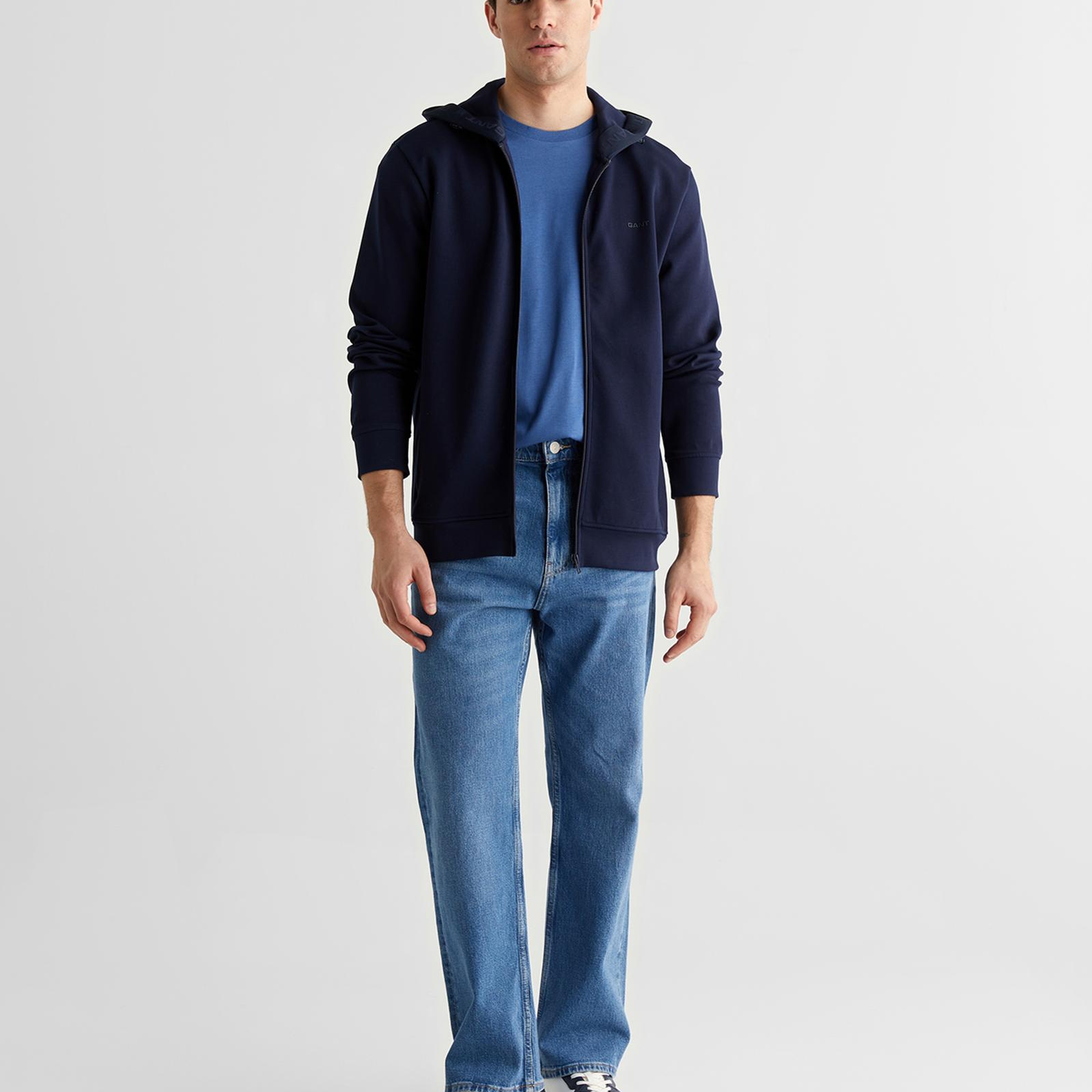GANT Erkek Lacivert Fermuarlı Hırka