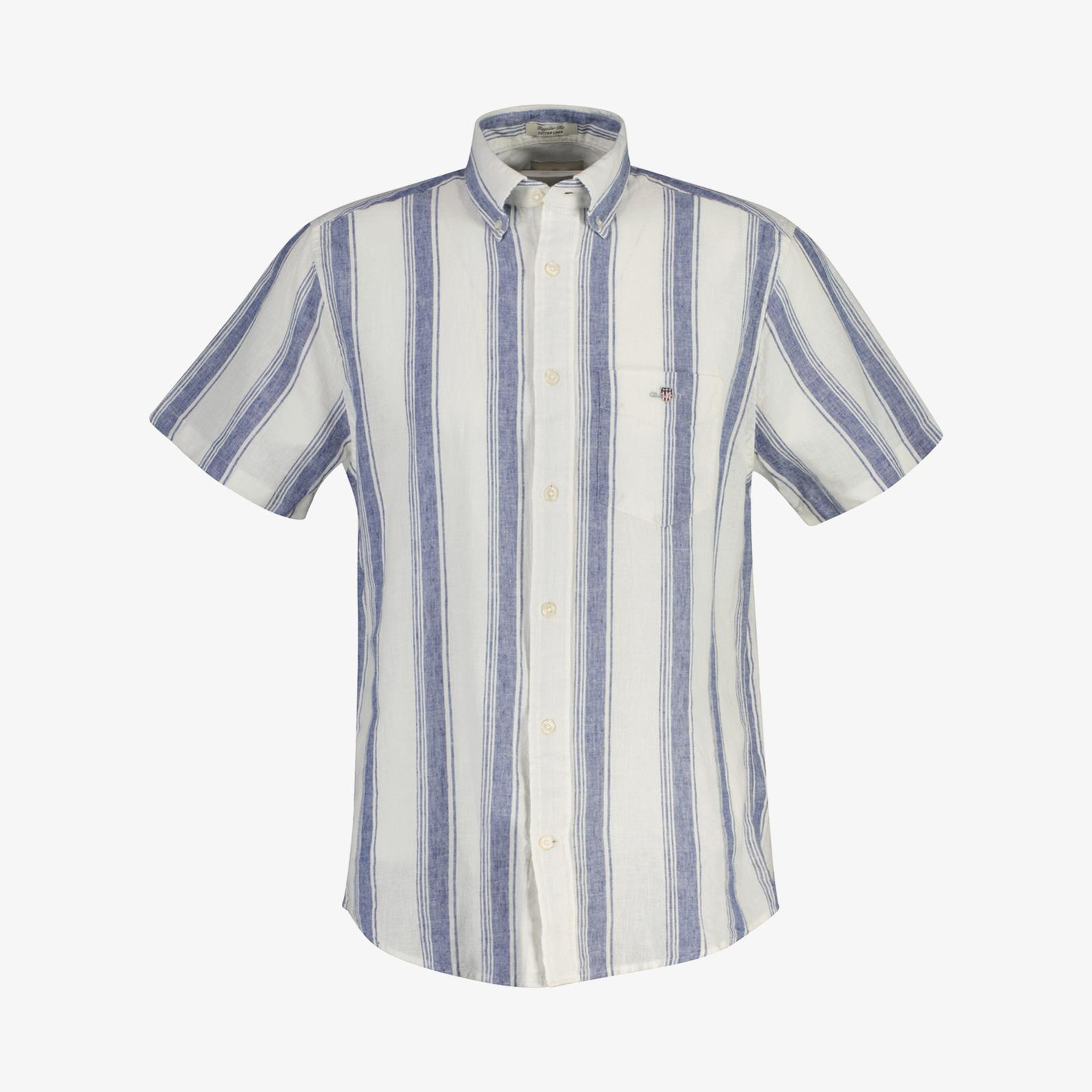 GANT Erkek Mavi Regular Fit Çizgili Logolu Gömlek
