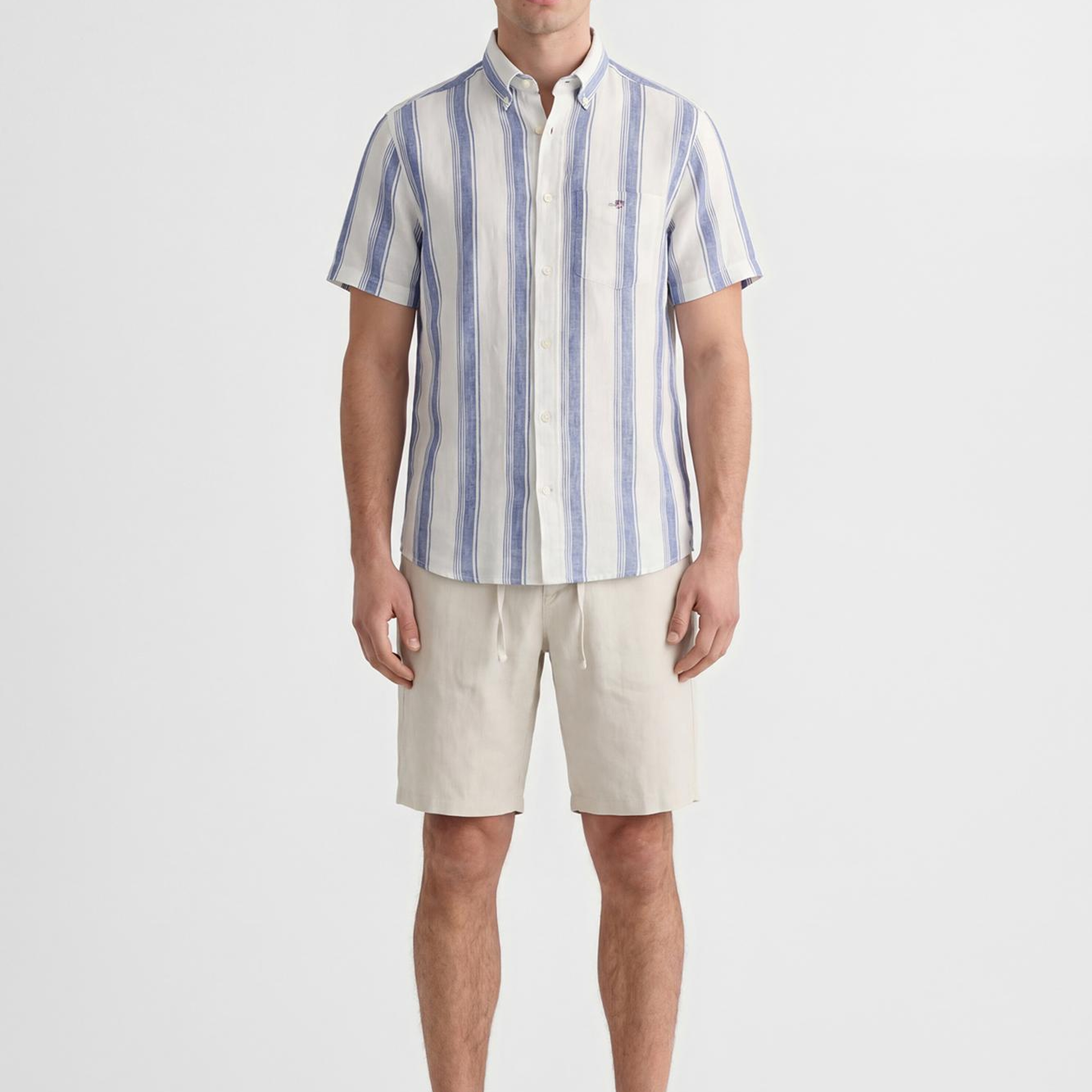 GANT Erkek Mavi Regular Fit Çizgili Logolu Gömlek