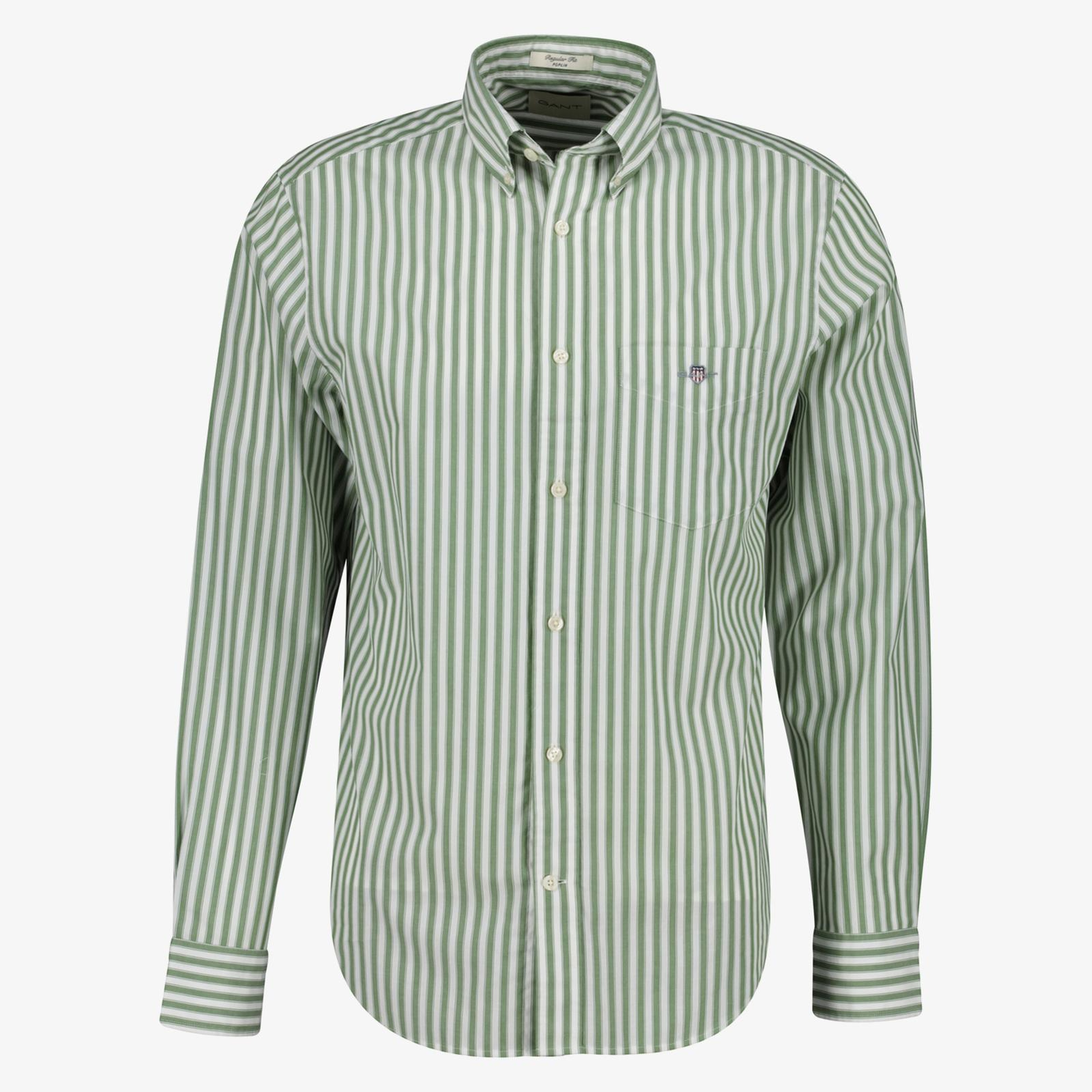 GANT Erkek Yeşil Regular Fit Çizgili Logolu Gömlek