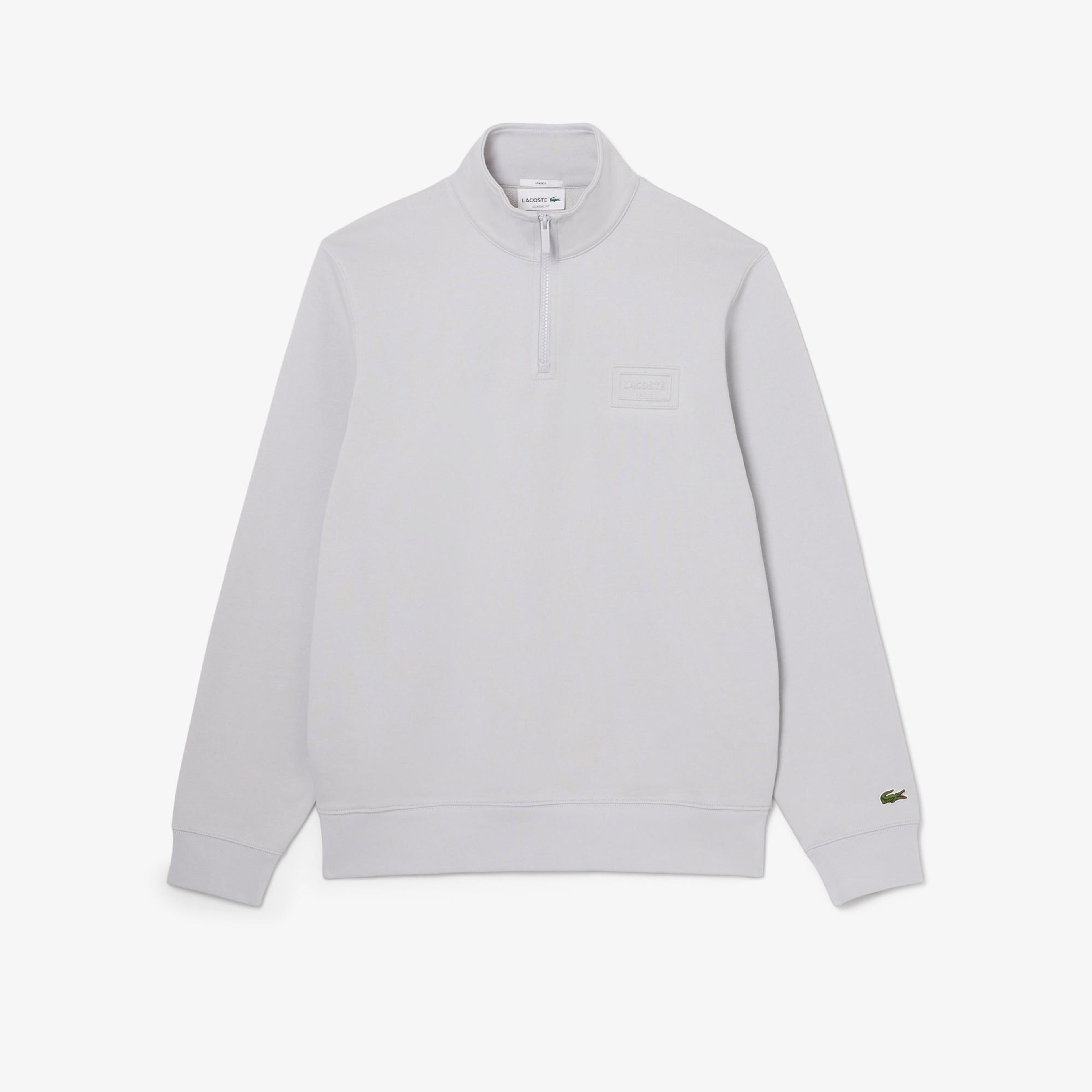 Lacoste Unisex Classic Fit Yarım Fermuarlı Gri Sweatshirt