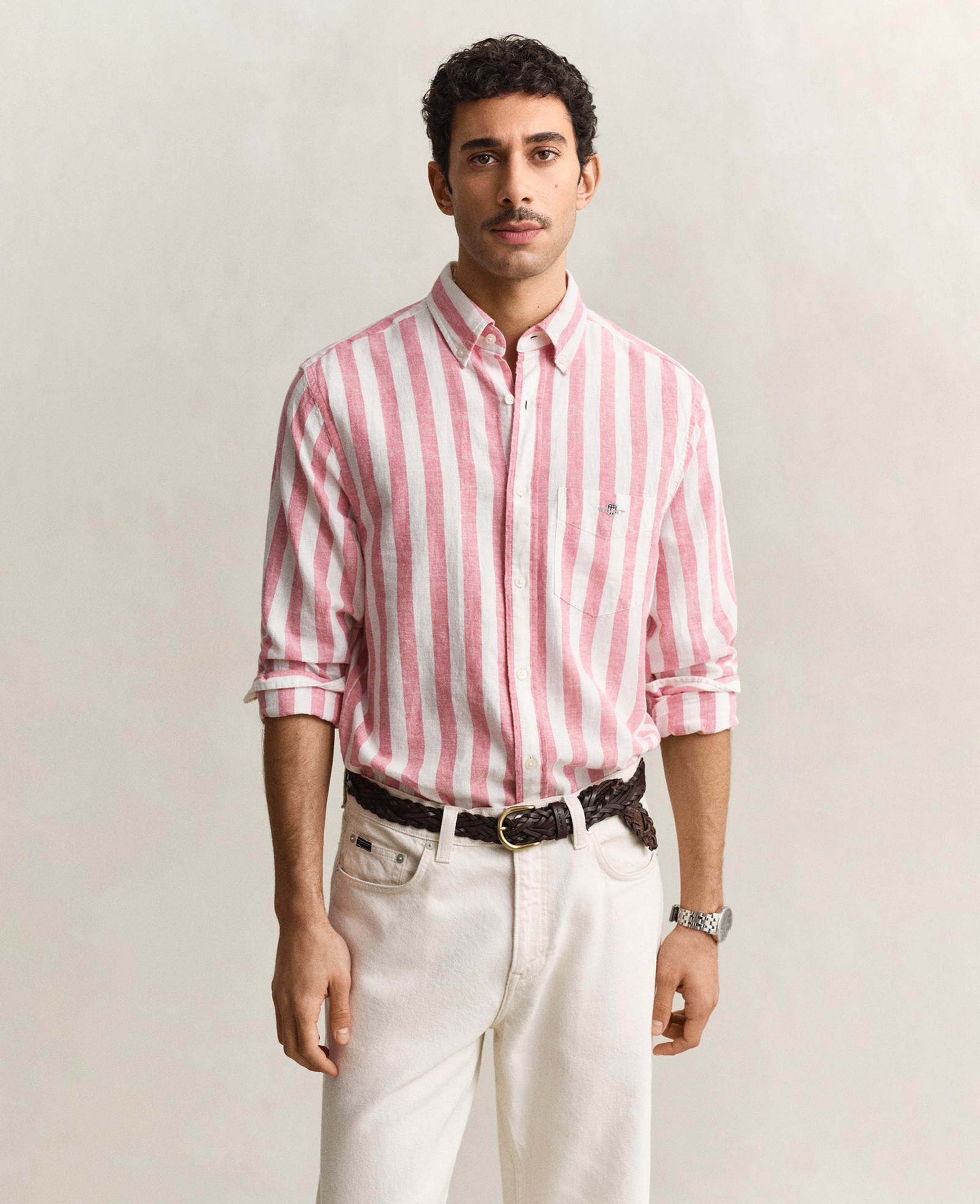 GANT Erkek Pembe Regular Fit Çizgili Logolu Gömlek