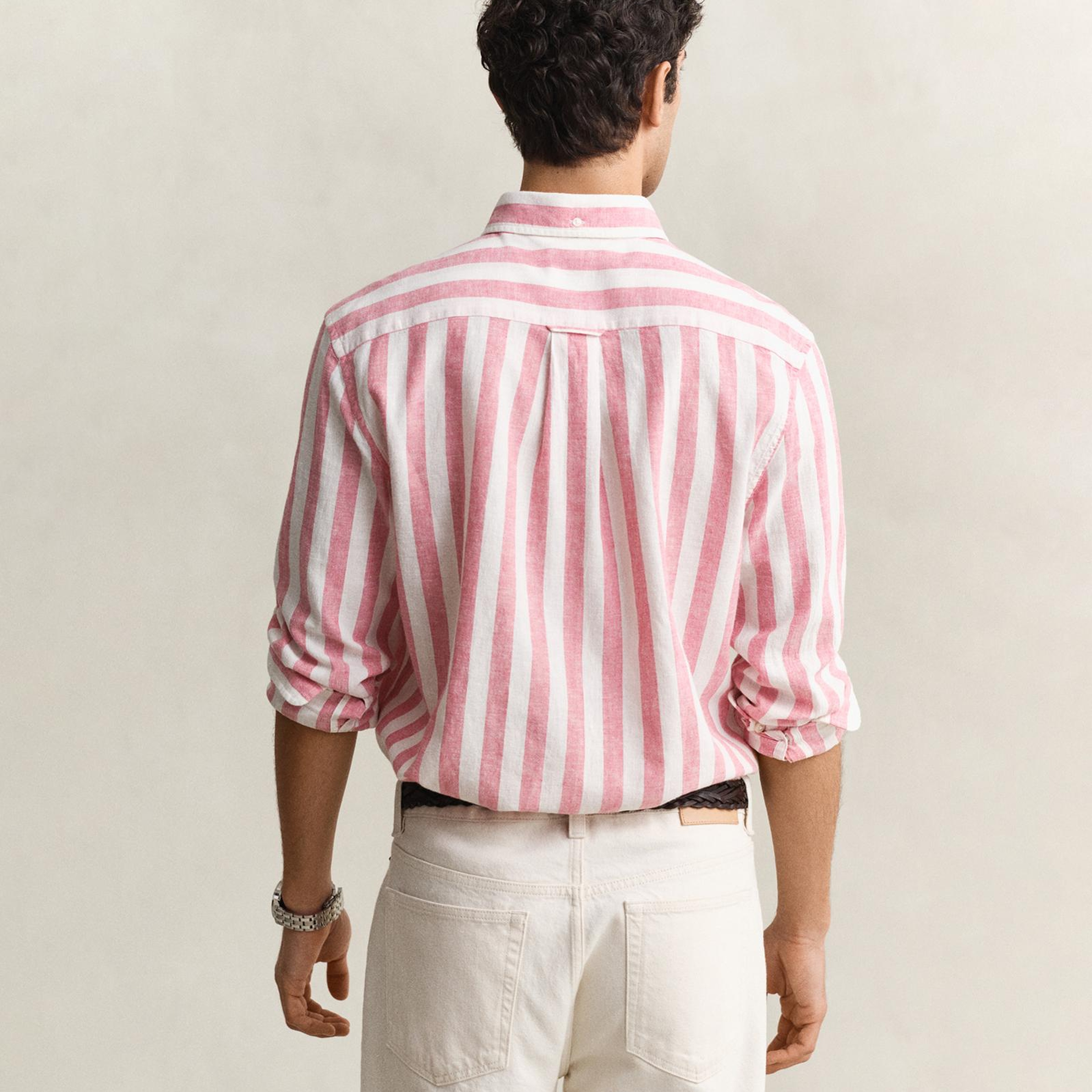 GANT Erkek Pembe Regular Fit Çizgili Logolu Gömlek