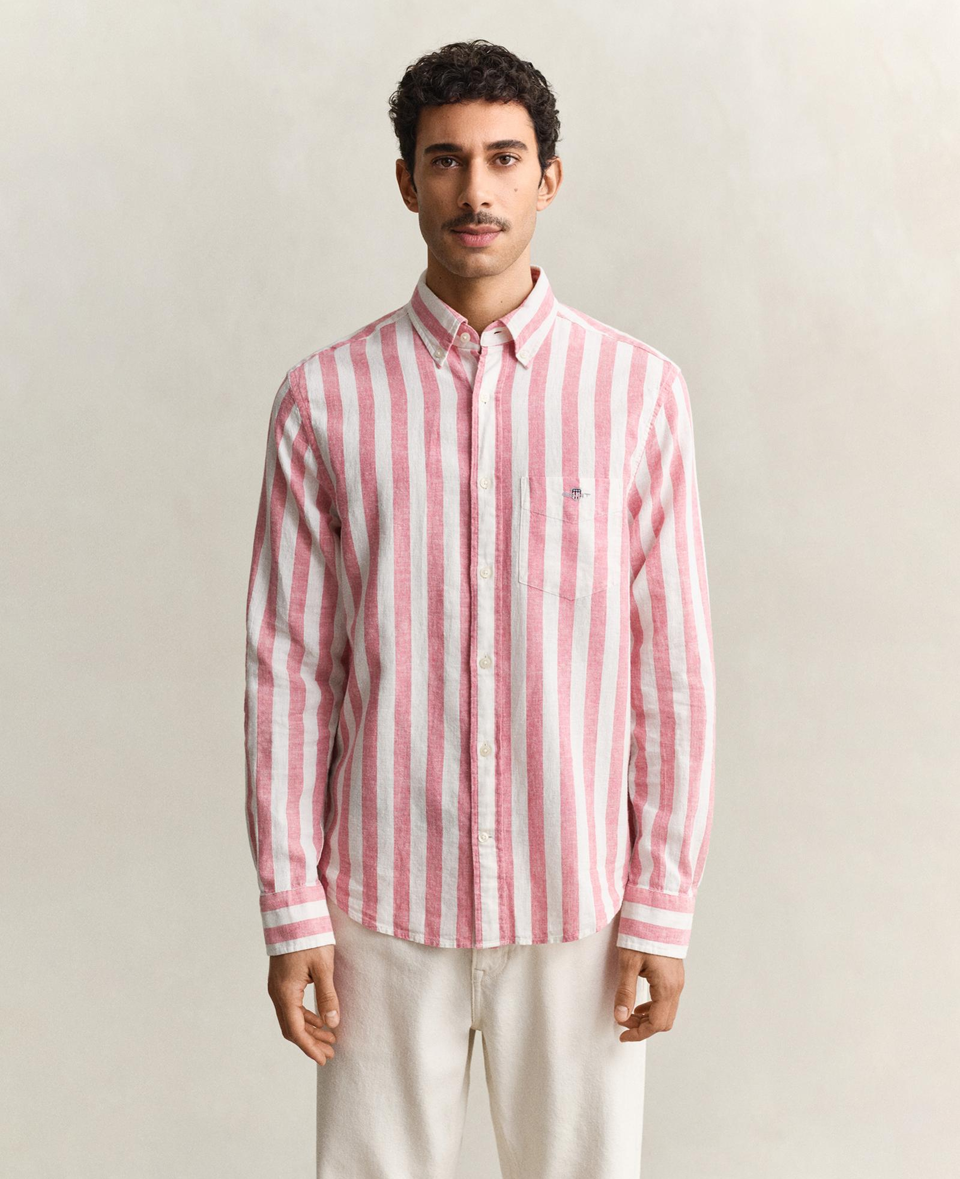 GANT Erkek Pembe Regular Fit Çizgili Logolu Gömlek