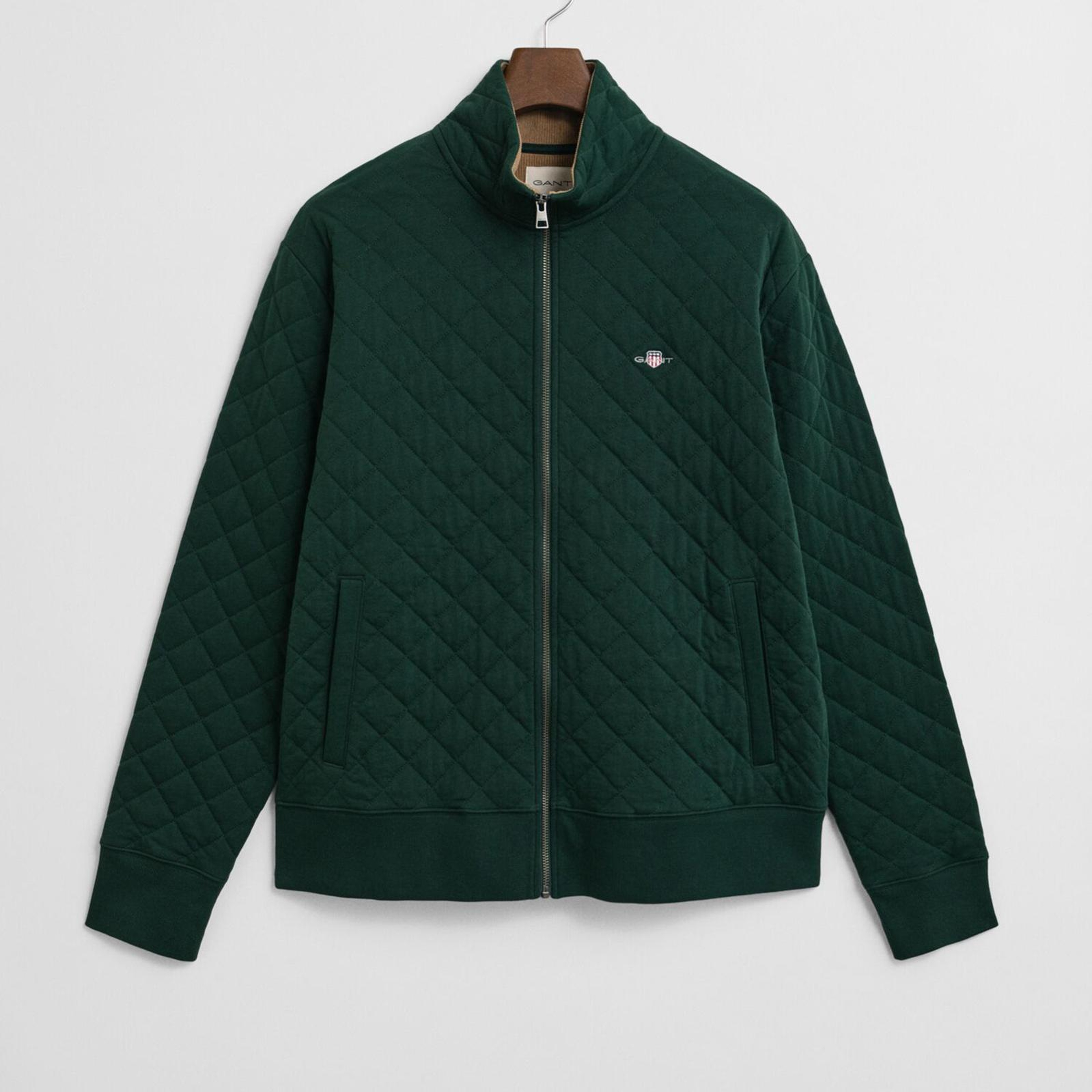 GANT Erkek Yeşil Regular Fit Fermuarlı Sweatshirt