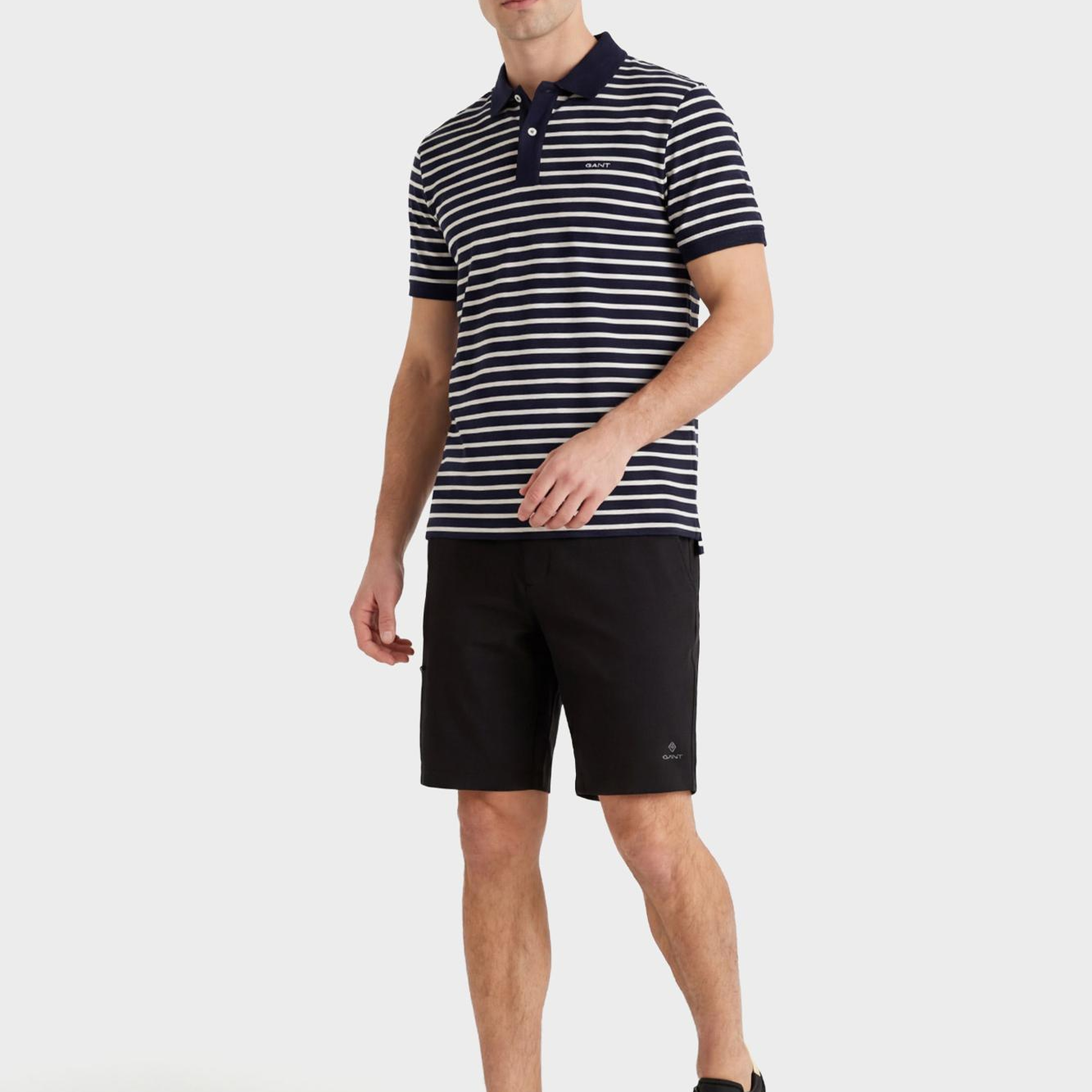 GANT Erkek Lacivert Regular Fit Yaka Çizgili Polo Yaka T-Shirt
