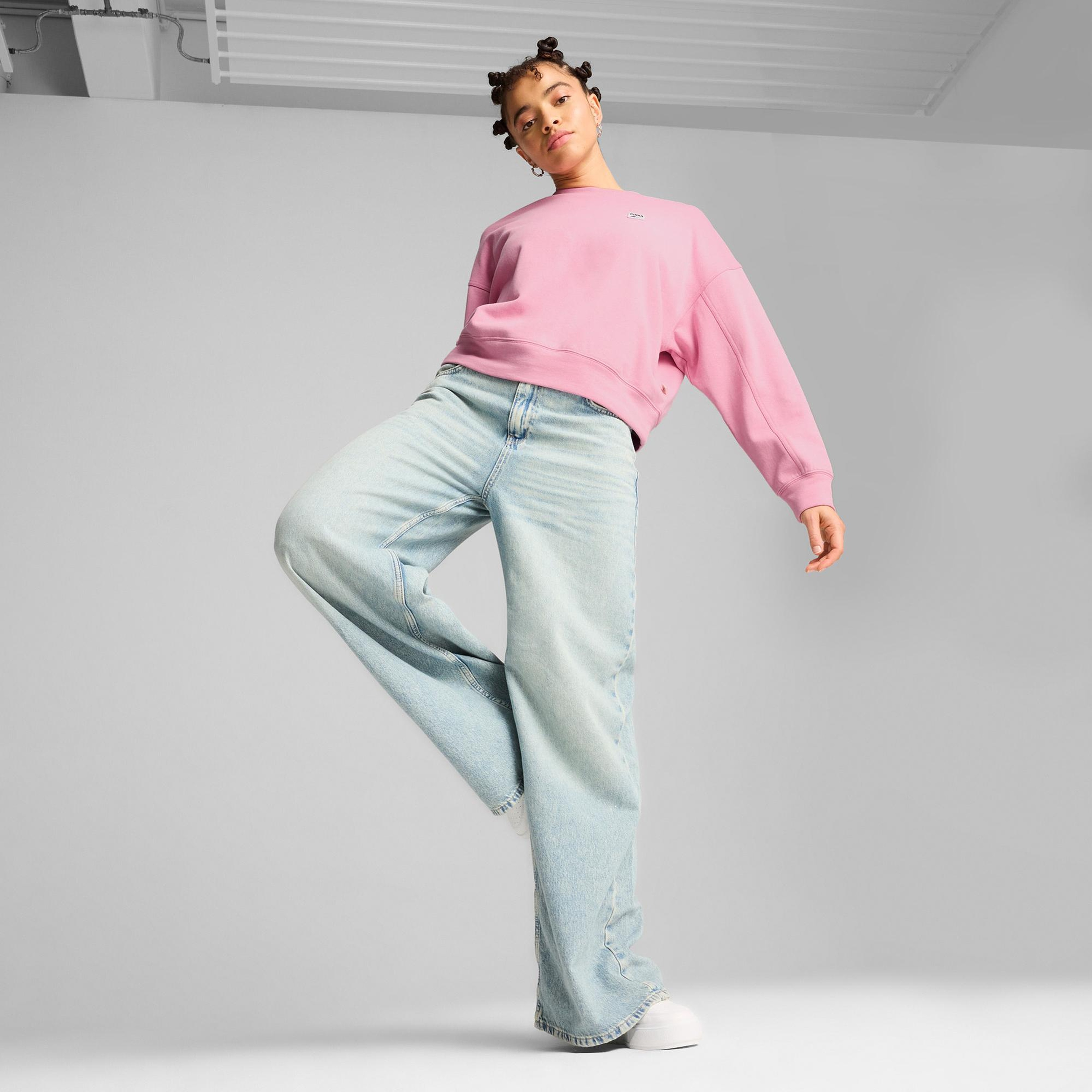 Puma Downtown Re:Collection Crew Kadın Pembe Sweatshirt