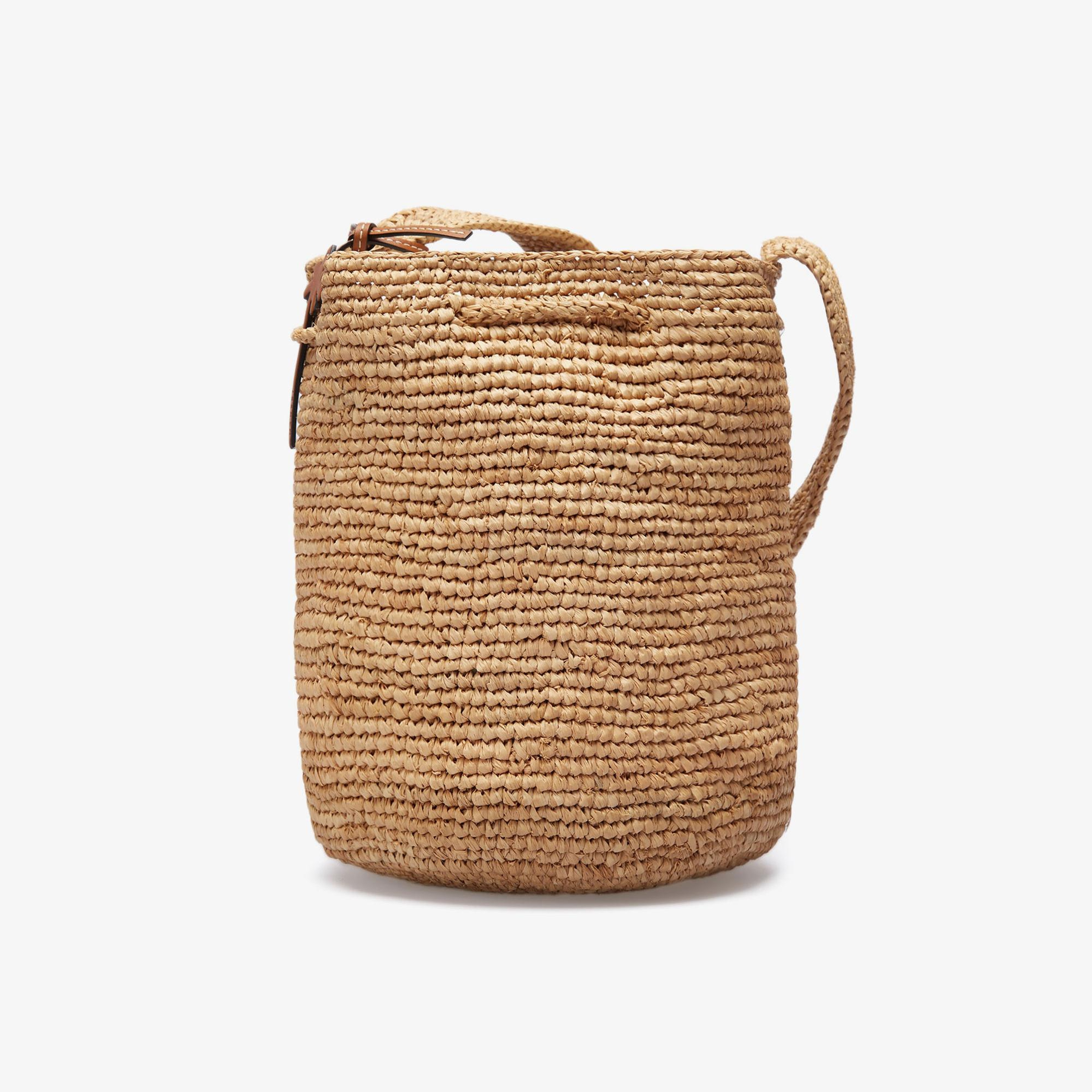 Manebi Handcrafted Raffia Beach Bucket Unisex Bej Omuz Çantası