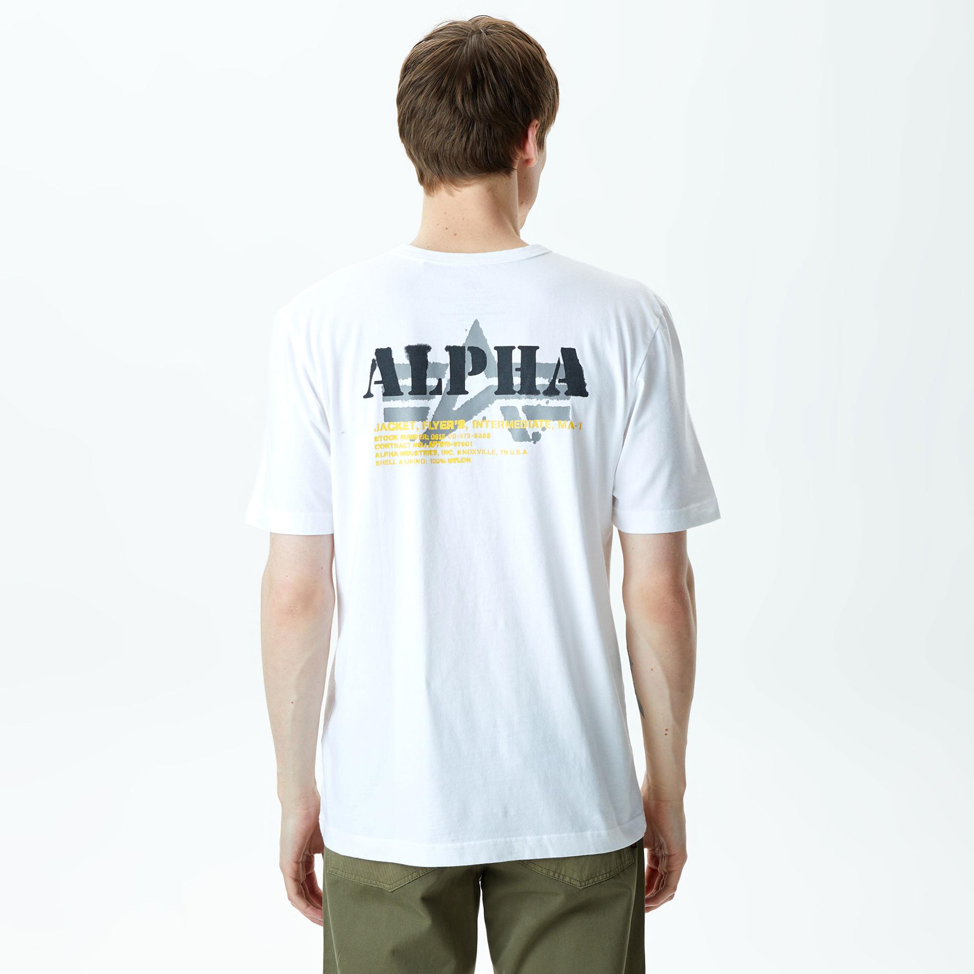 Alpha Industries Stencil Unisex Beyaz T-Shirt