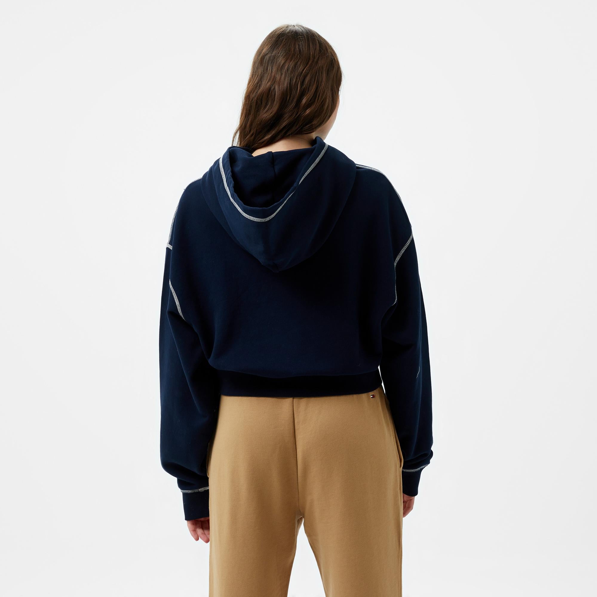 Tommy Hilfiger Jeans Badge Kadın Lacivert Hoodie