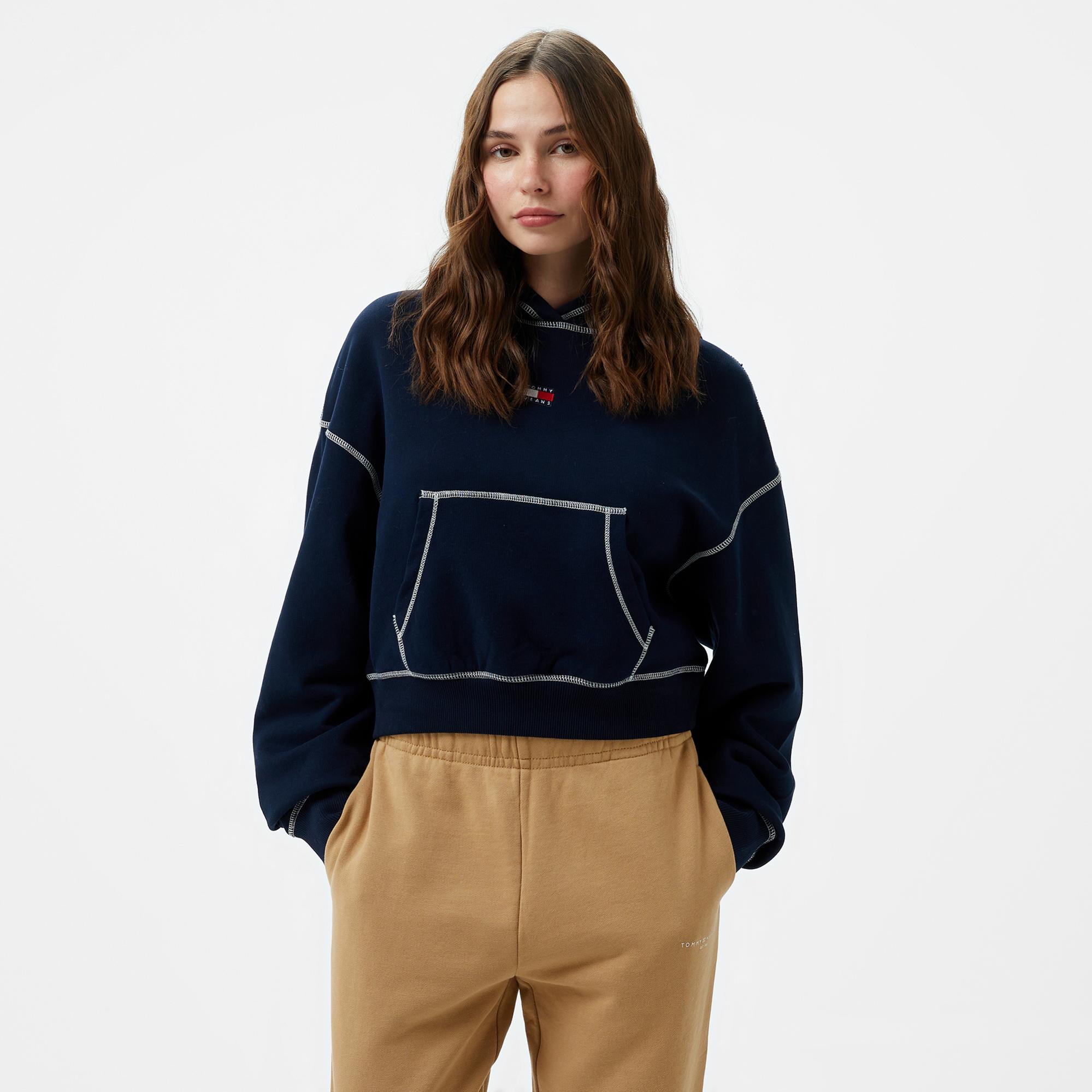 Tommy Hilfiger Jeans Badge Kadın Lacivert Hoodie