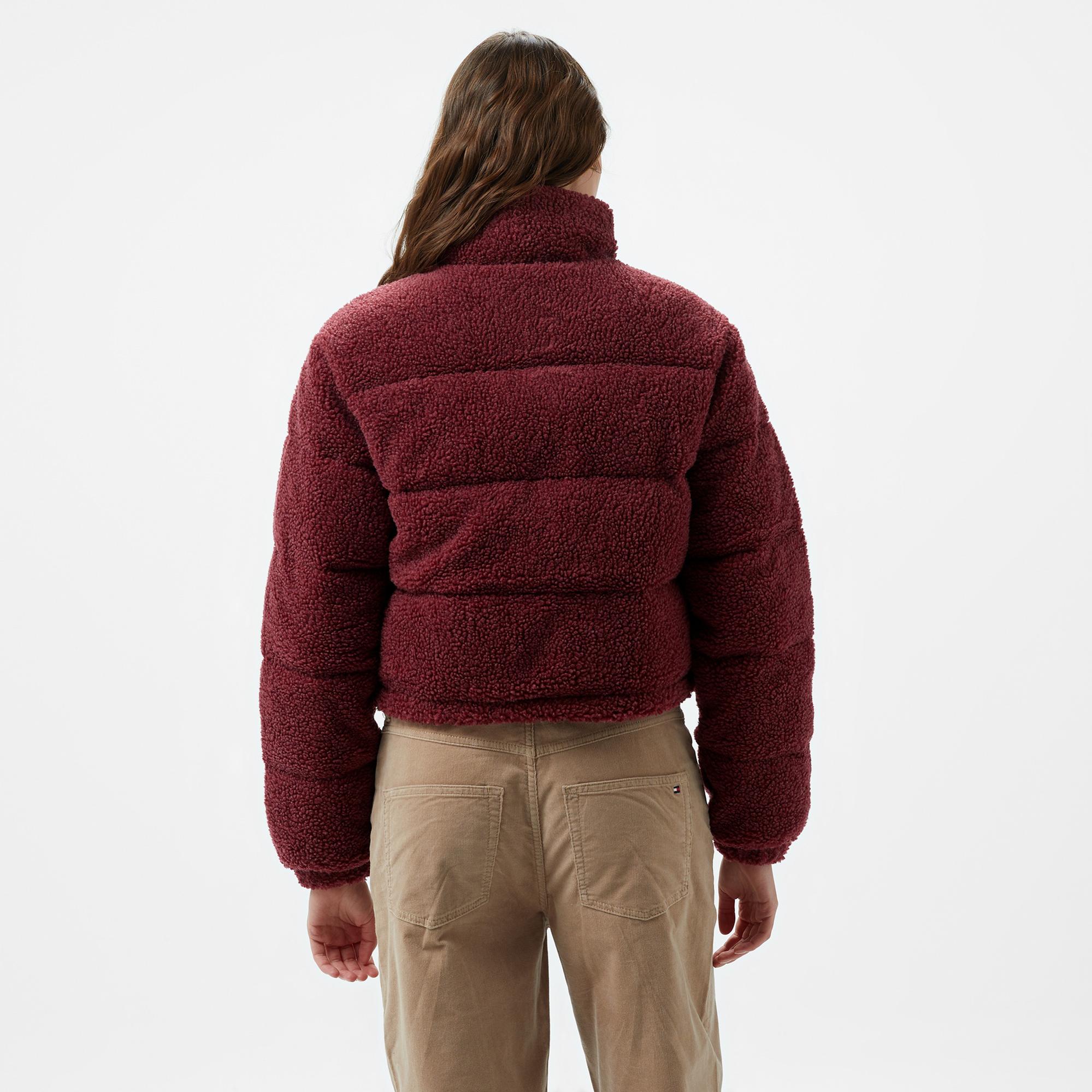 Tommy Hilfiger Jeans Teddy Essential Puffer Kadın Bordo Ceket