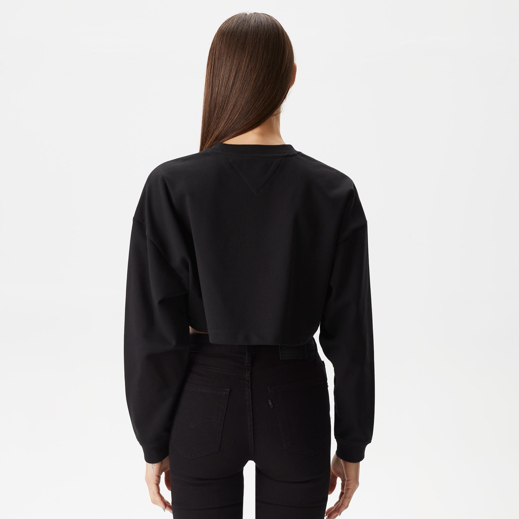 Tommy Jeans Relaxential Logo 1+ Crew Kadın Siyah Sweatshirt