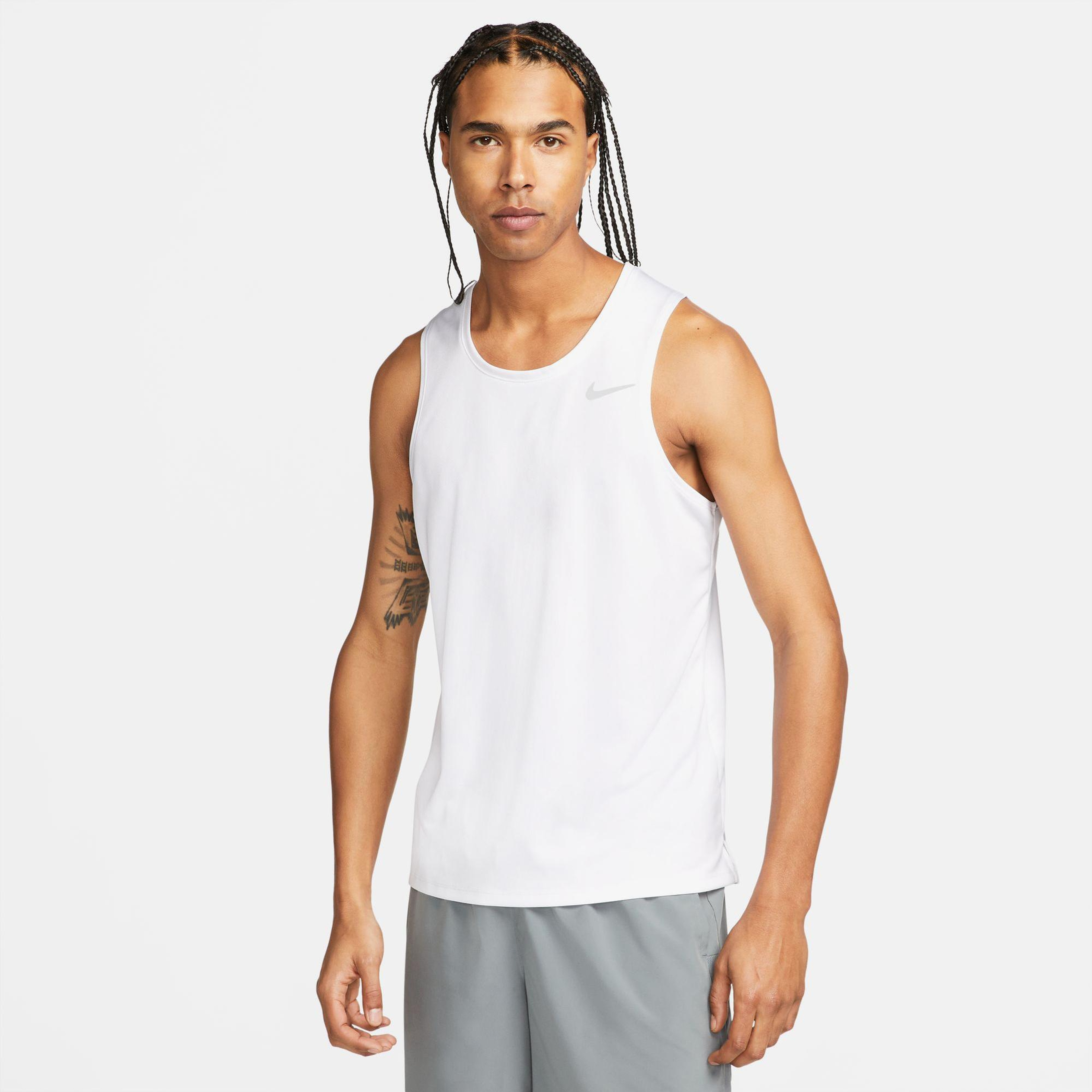 Nike Dri-Fıt Miler Tank Erkek Beyaz Kolsuz T-Shirt