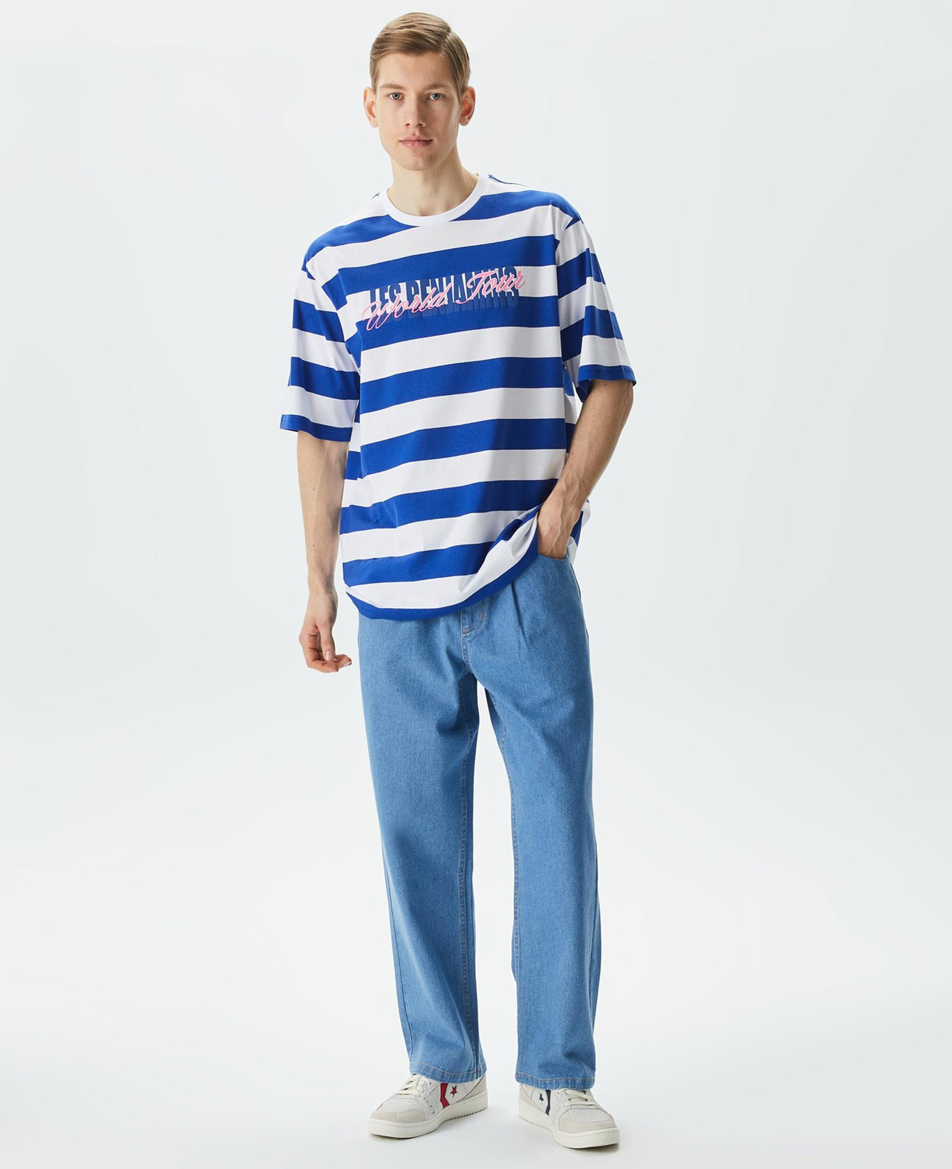 Les Benjamins Kısmet Voyage East To West 029 Erkek Mavi/Beyaz T-Shirt