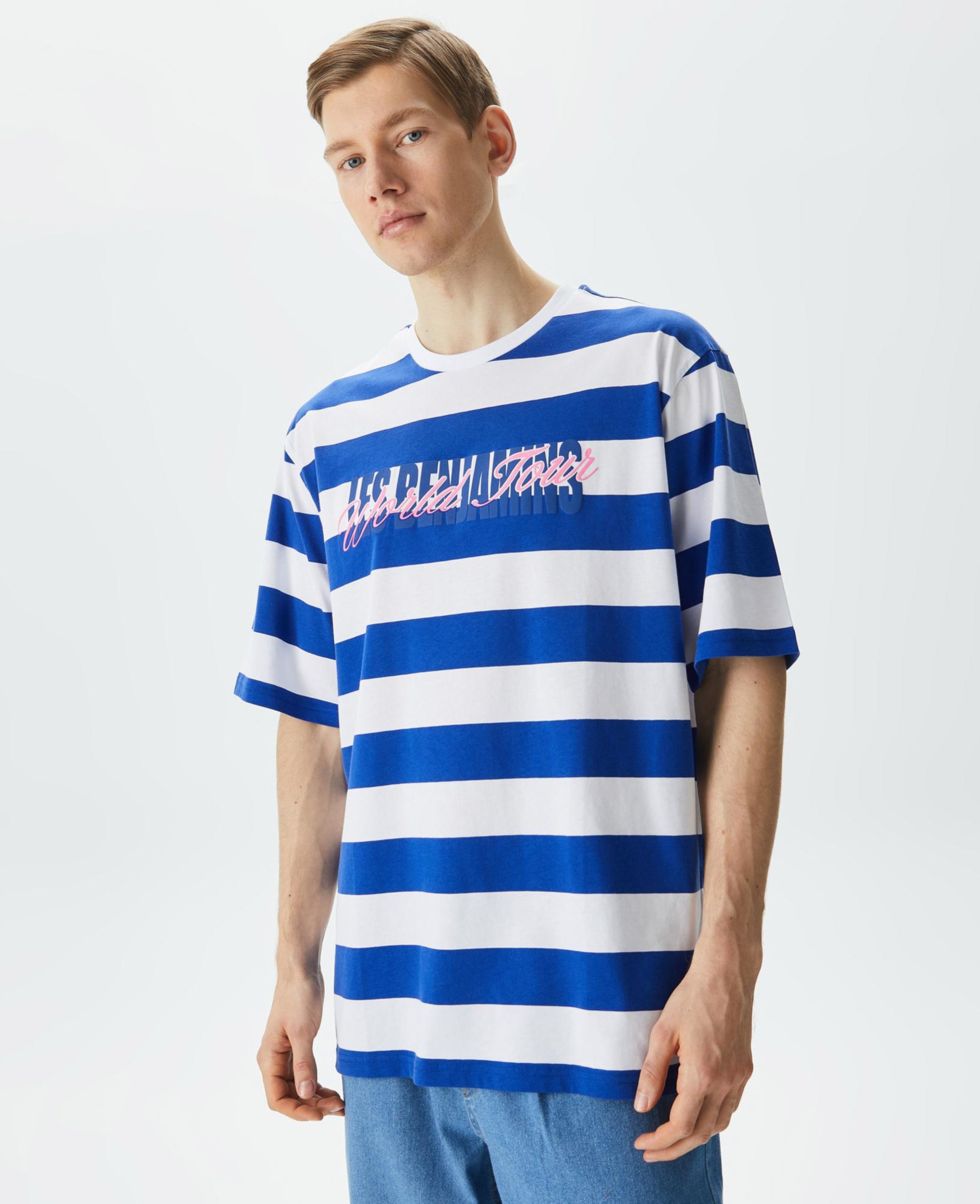 Les Benjamins Kısmet Voyage East To West 029 Erkek Mavi/Beyaz T-Shirt