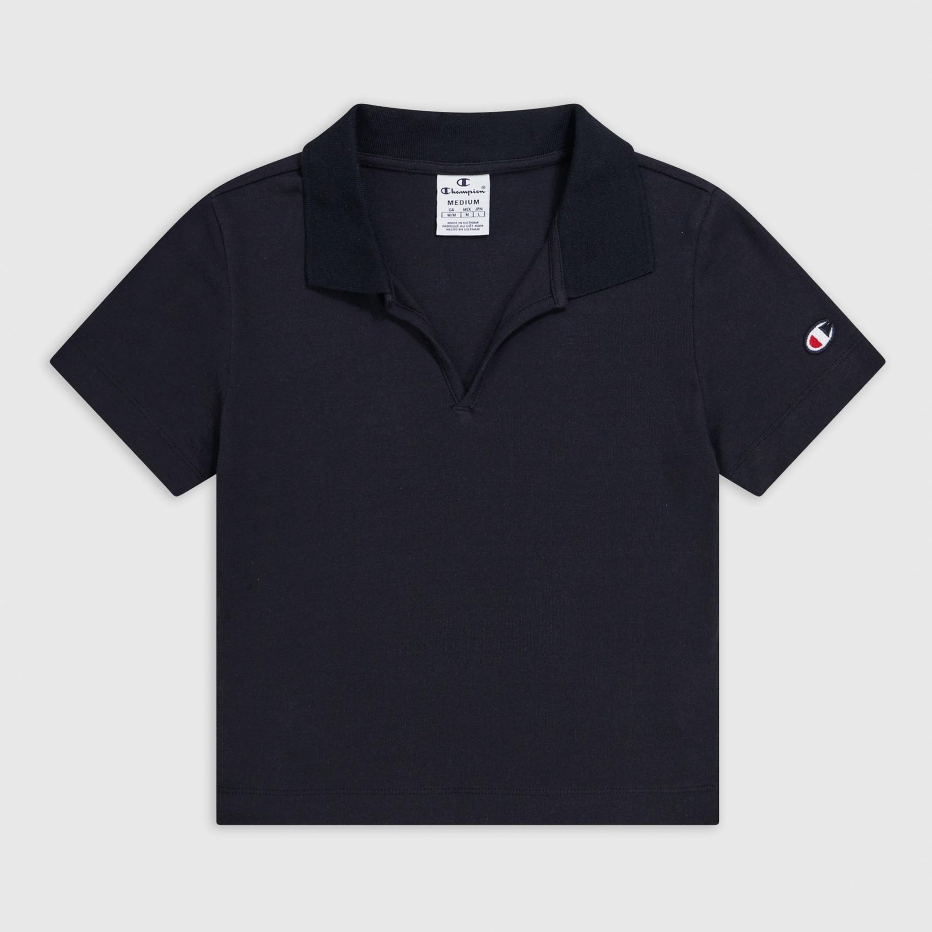 Champion Fitted Polo Kadın Siyah Polo T-Shirt