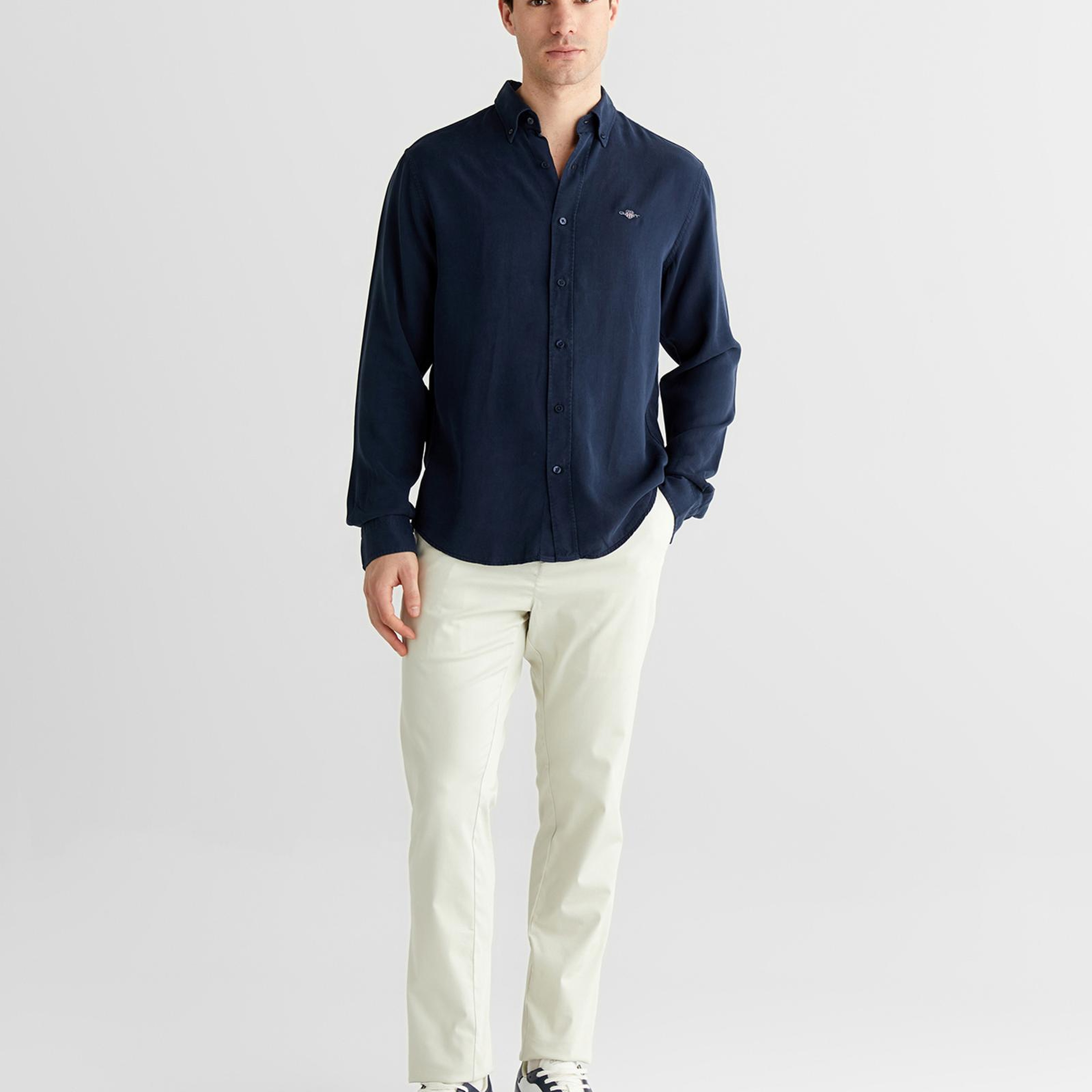 GANT Erkek Lacivert Regular Fit Düğmeli Yaka Gömlek