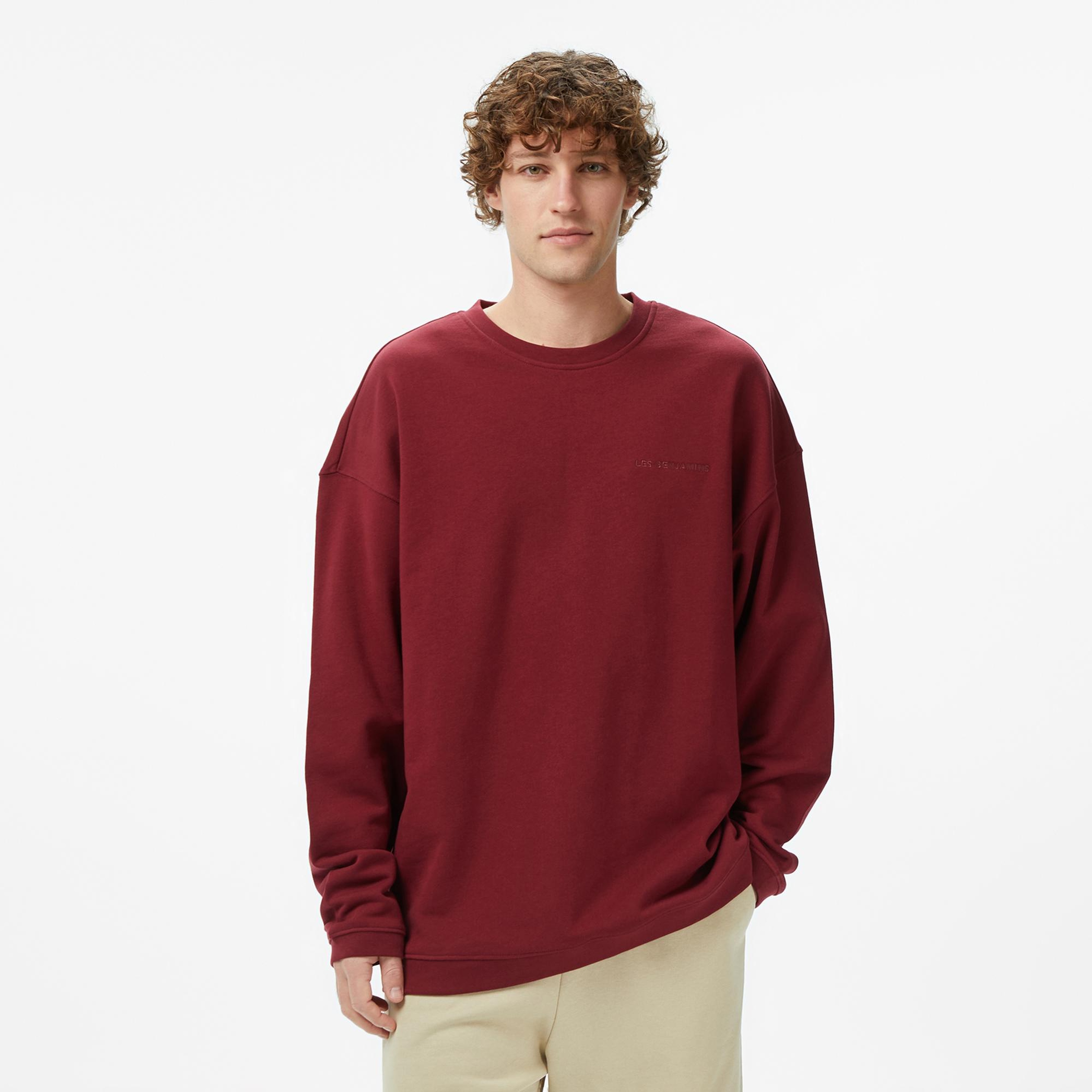 Les Benjamins Essentials 302 Erkek Bordo Sweatshirt