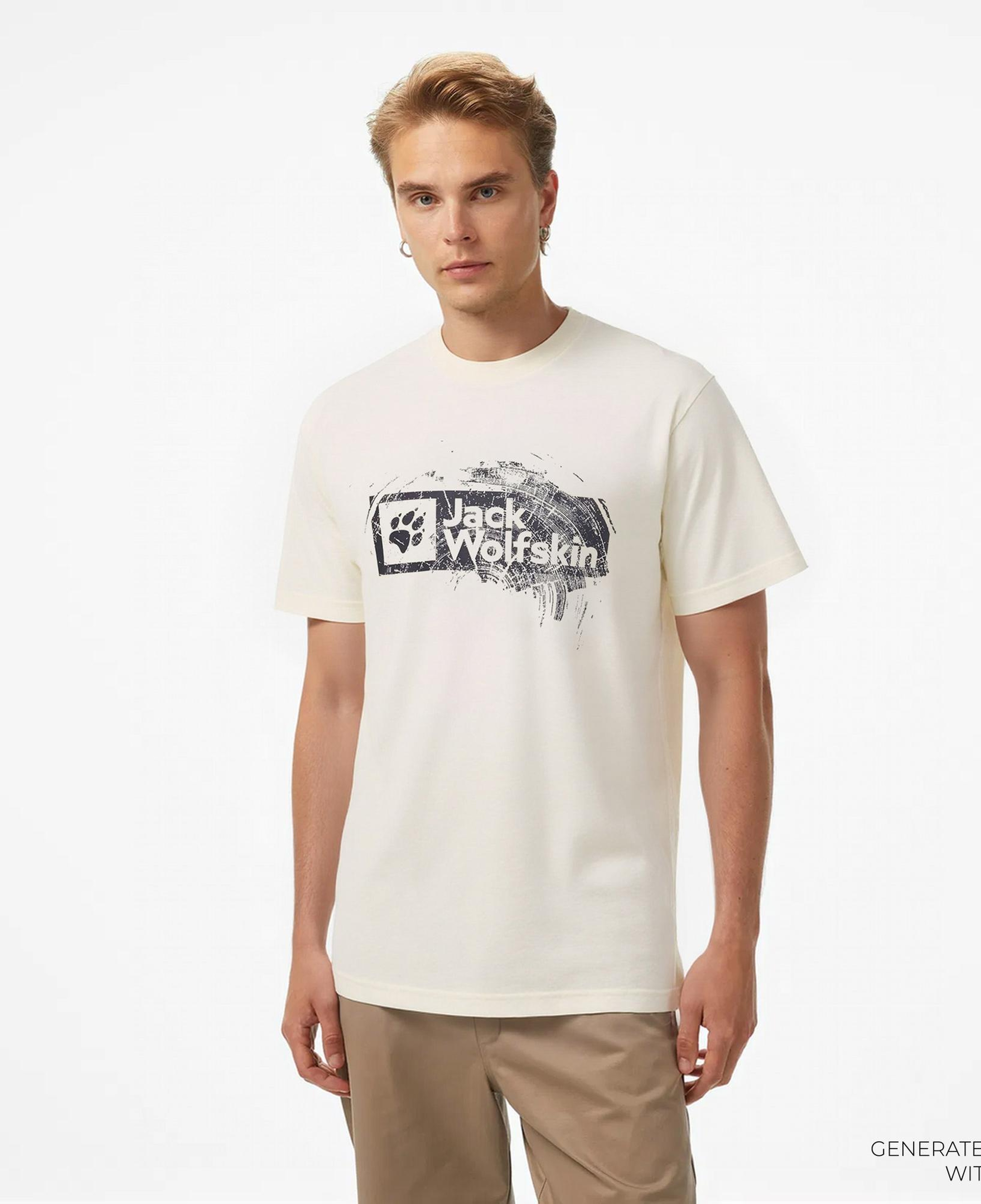 Jack Wolfskin Brand Erkek Krem T-Shirt