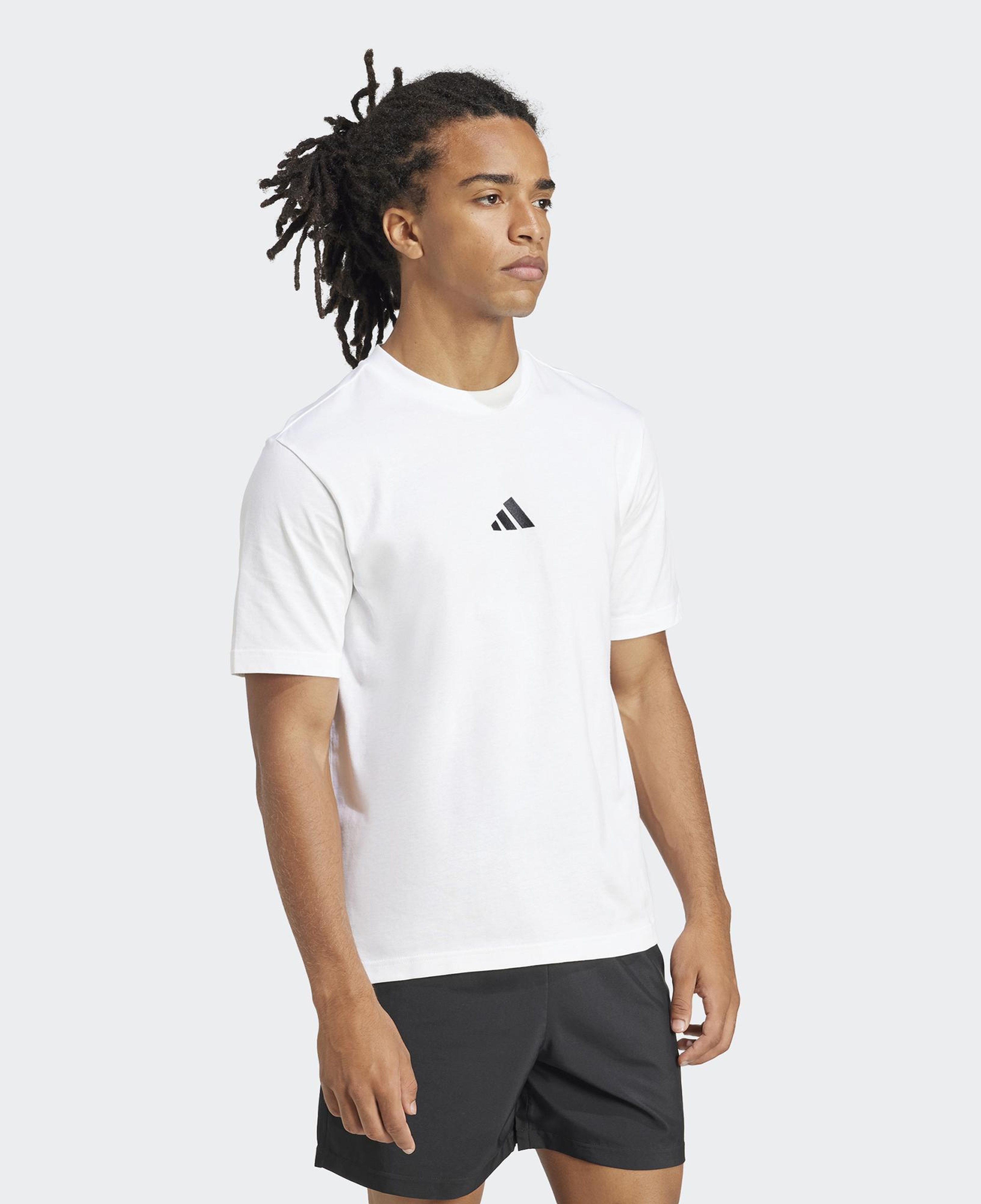 adidas Essentials Small Logo Single Erkek Beyaz T-Shirt
