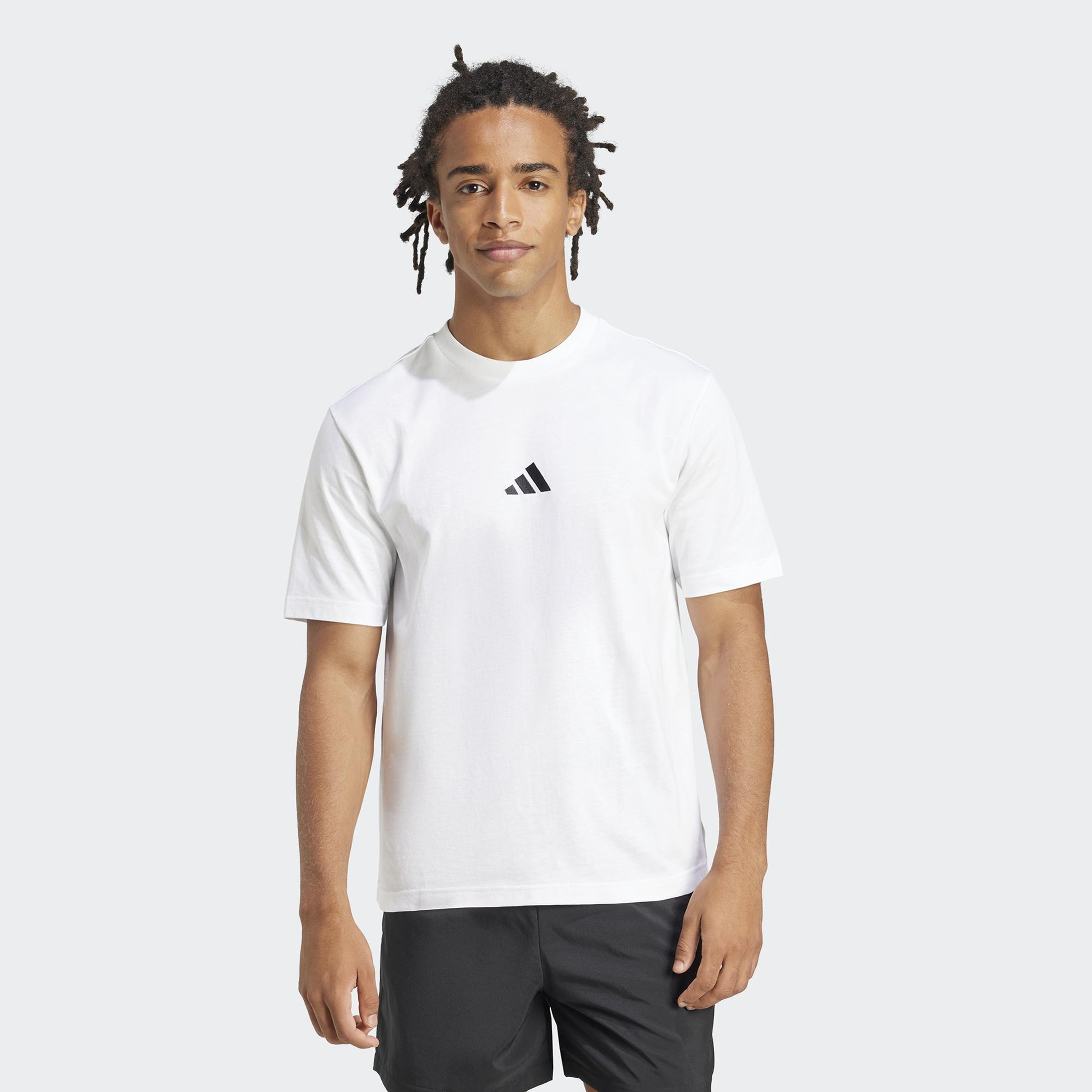 adidas Essentials Small Logo Single Erkek Beyaz T-Shirt