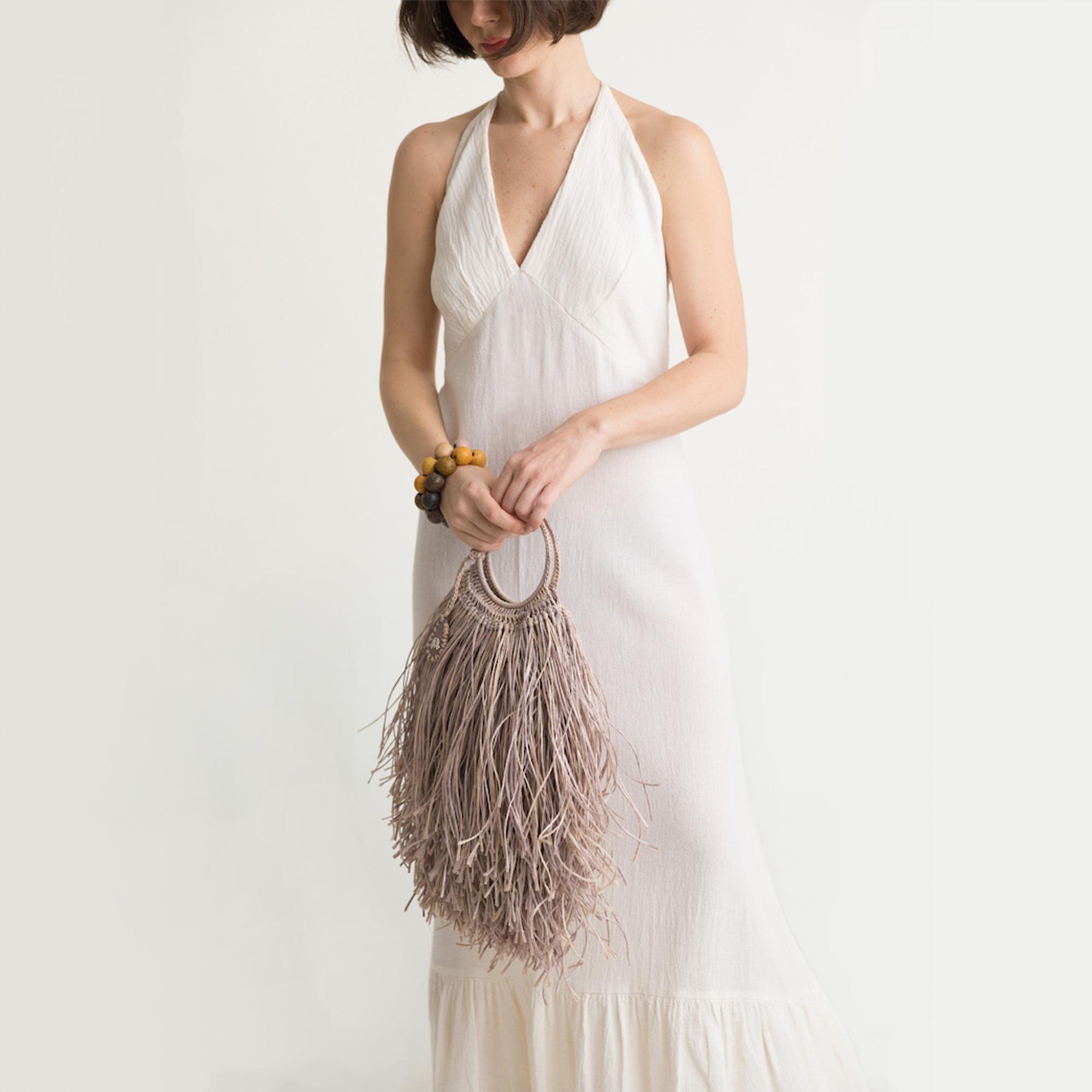 Jimba Ivy In Natural Fringe Kadın Bej El Çantası