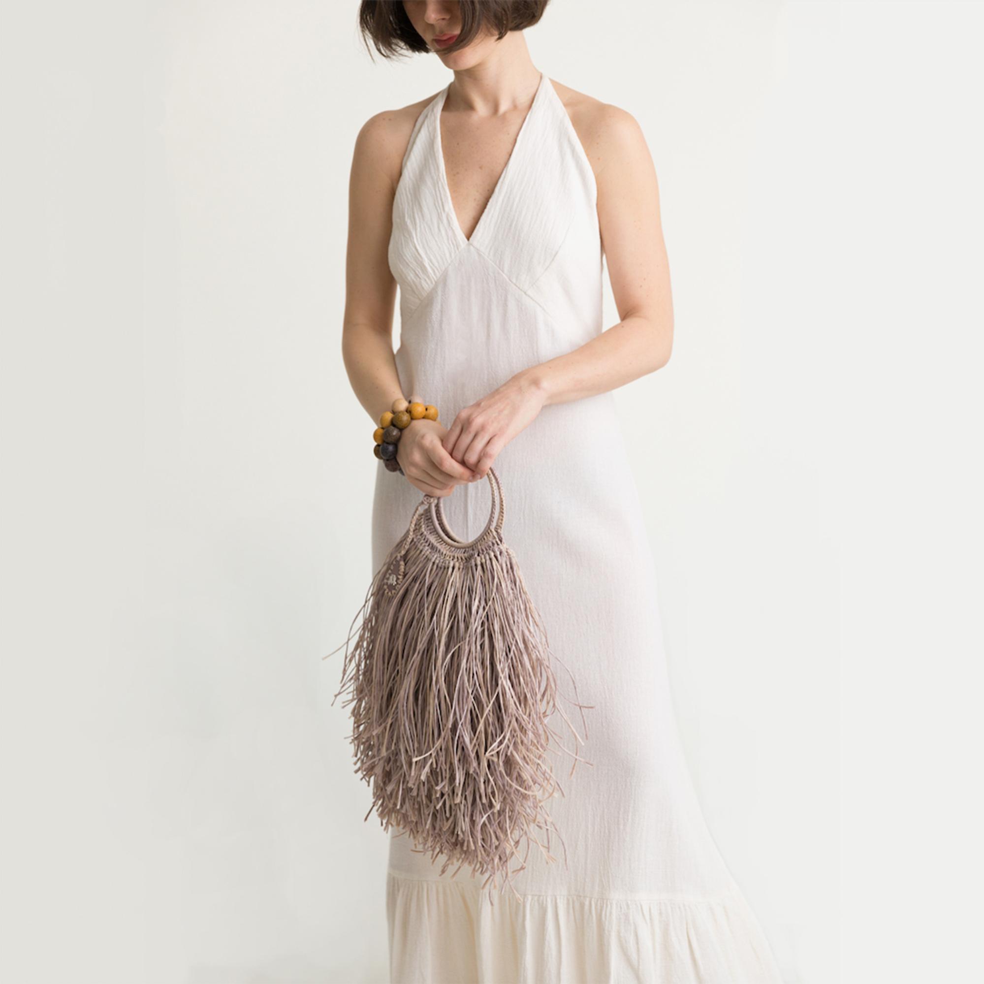 Jimba Ivy In Natural Fringe Kadın Bej El Çantası