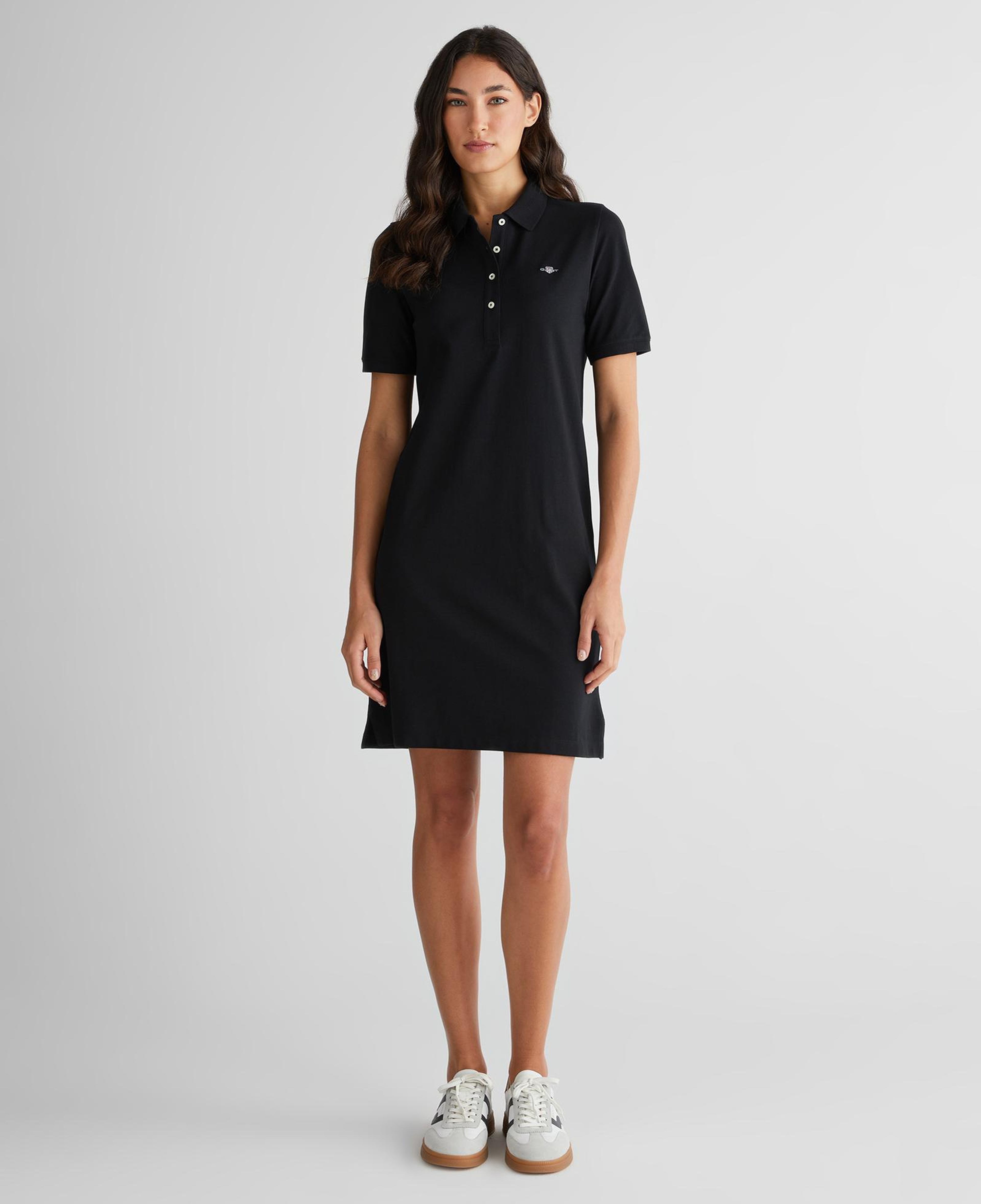 GANT Kadın Siyah Regular Fit Polo Yaka Elbise