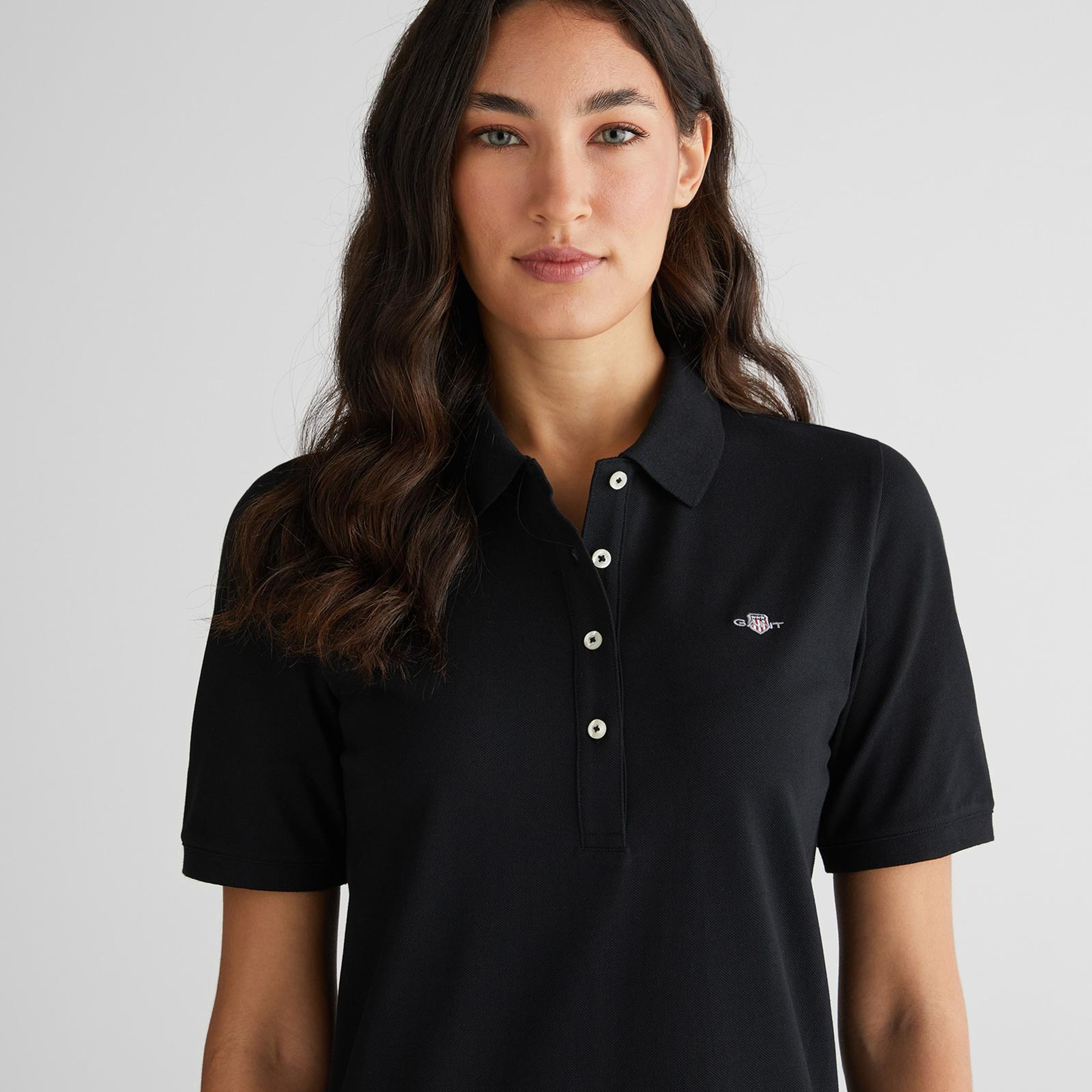 GANT Kadın Siyah Regular Fit Polo Yaka Elbise