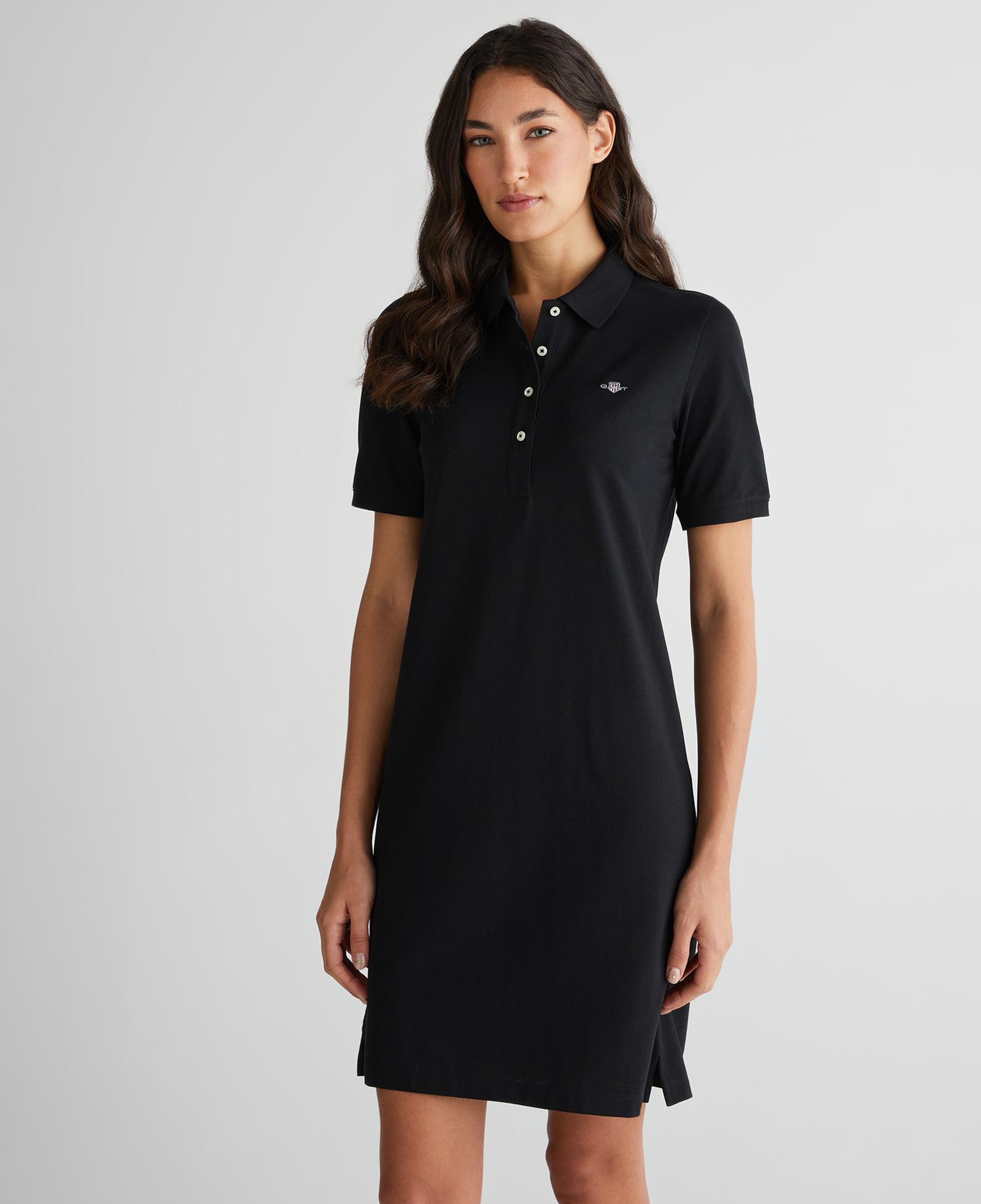 GANT Kadın Siyah Regular Fit Polo Yaka Elbise