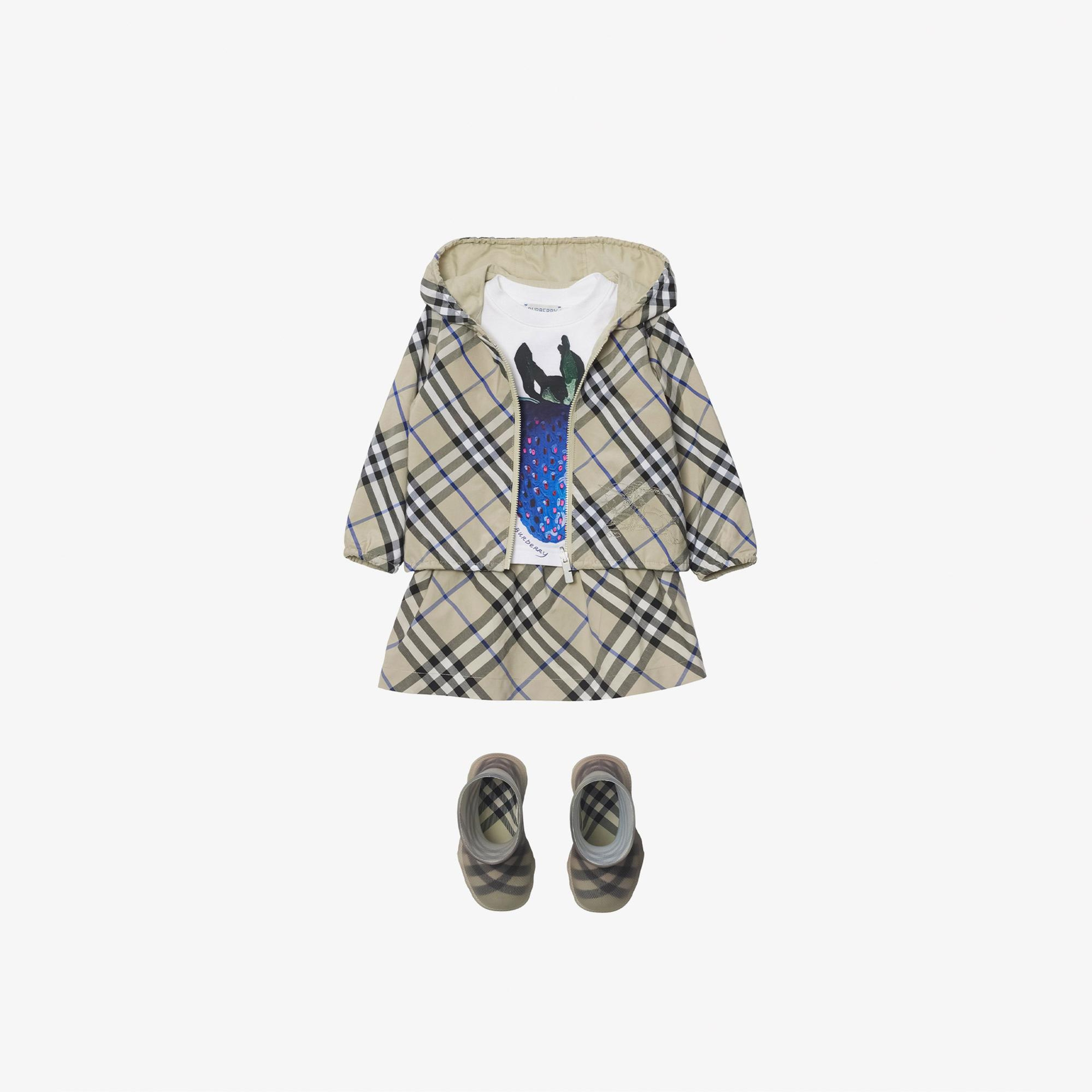 Burberry Reversible Check Pamuk Karışımlı Çocuk Krem Rengi Ceket