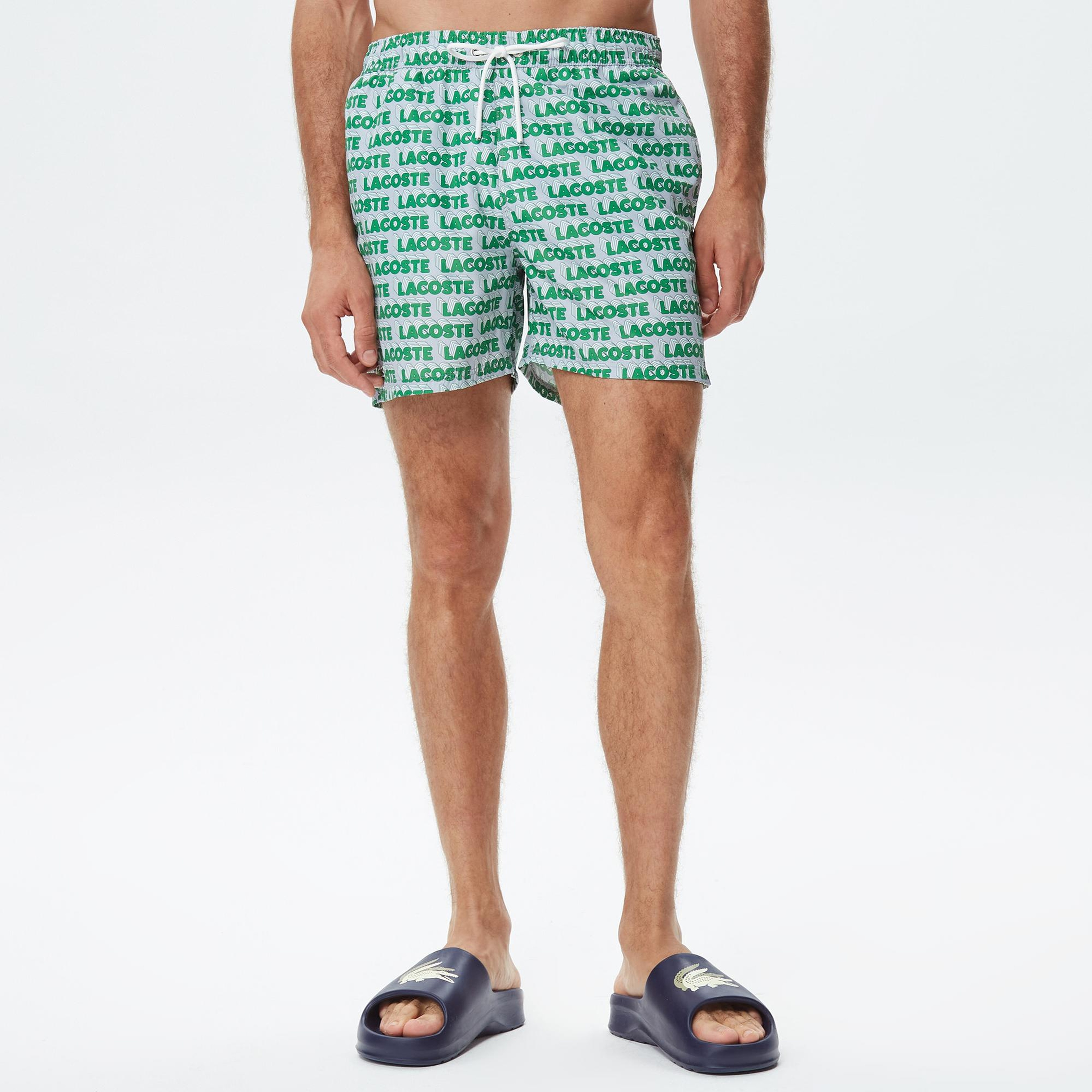 Erkek Regular Fit Baskılı Yeşil Mayo Şort