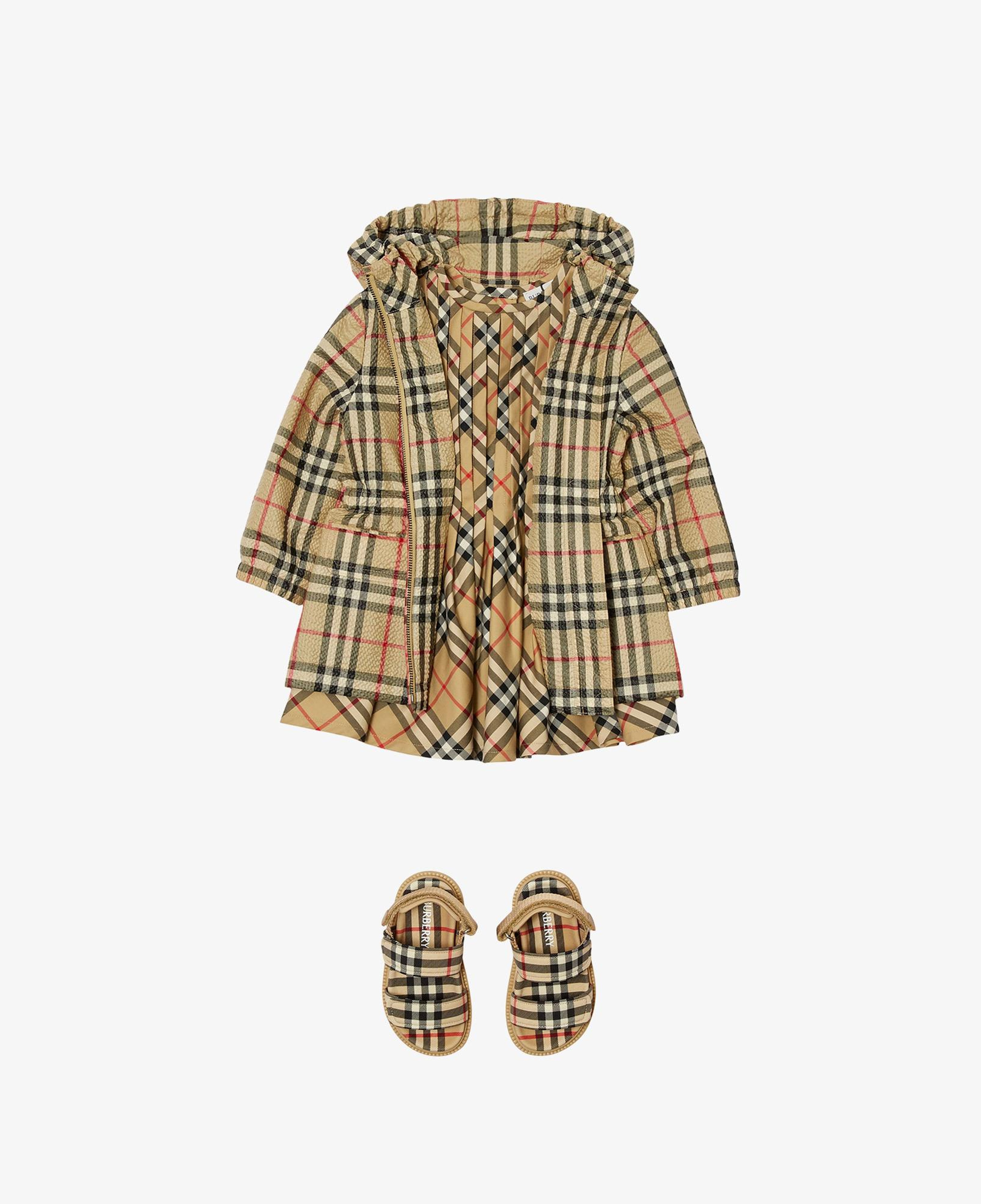 Burberry Check Kapüşonlu Çocuk Bej Ceket