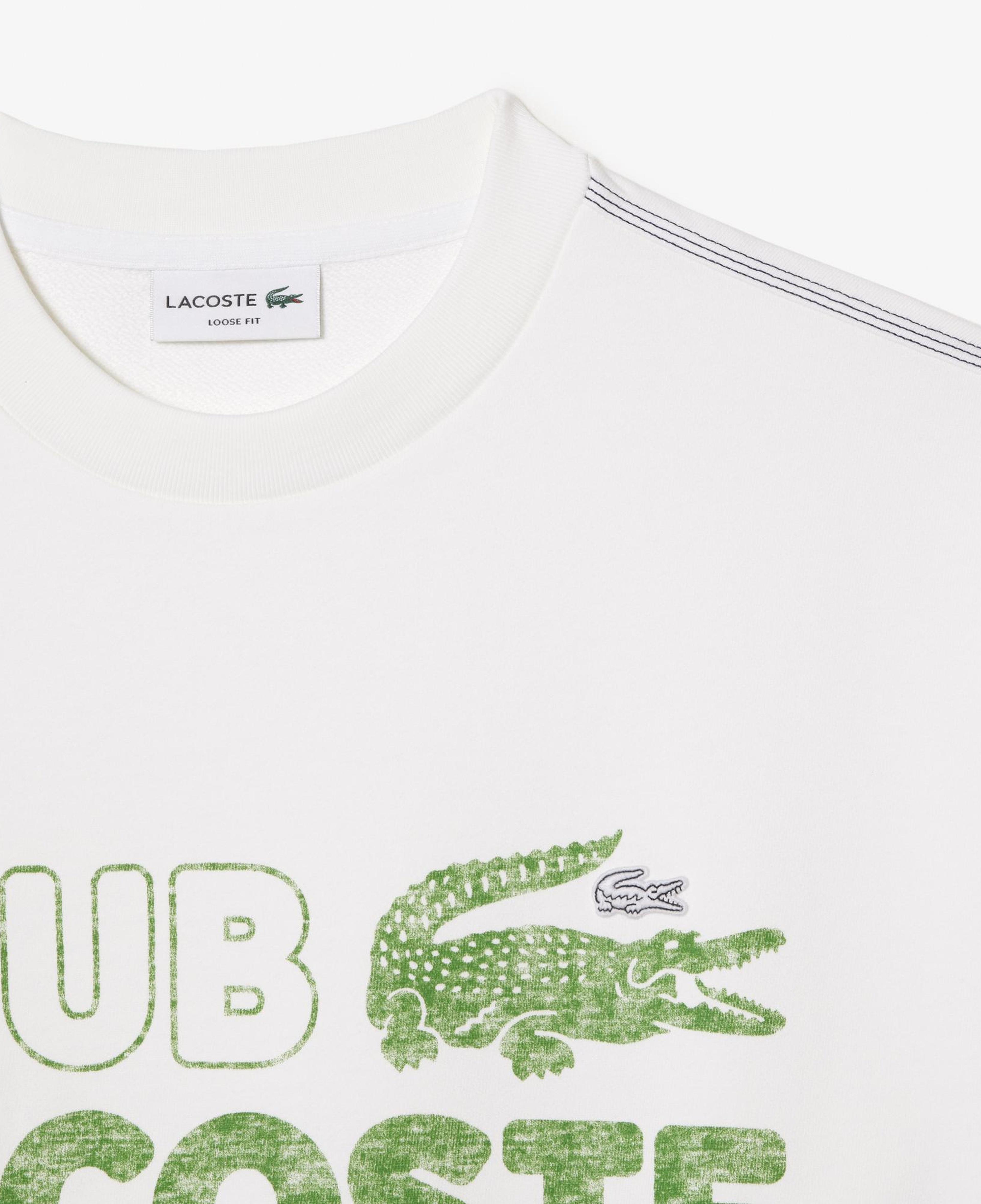 Erkek Loose Fit Bisiklet Yaka Organik Pamuk Baskılı Beyaz Sweatshirt