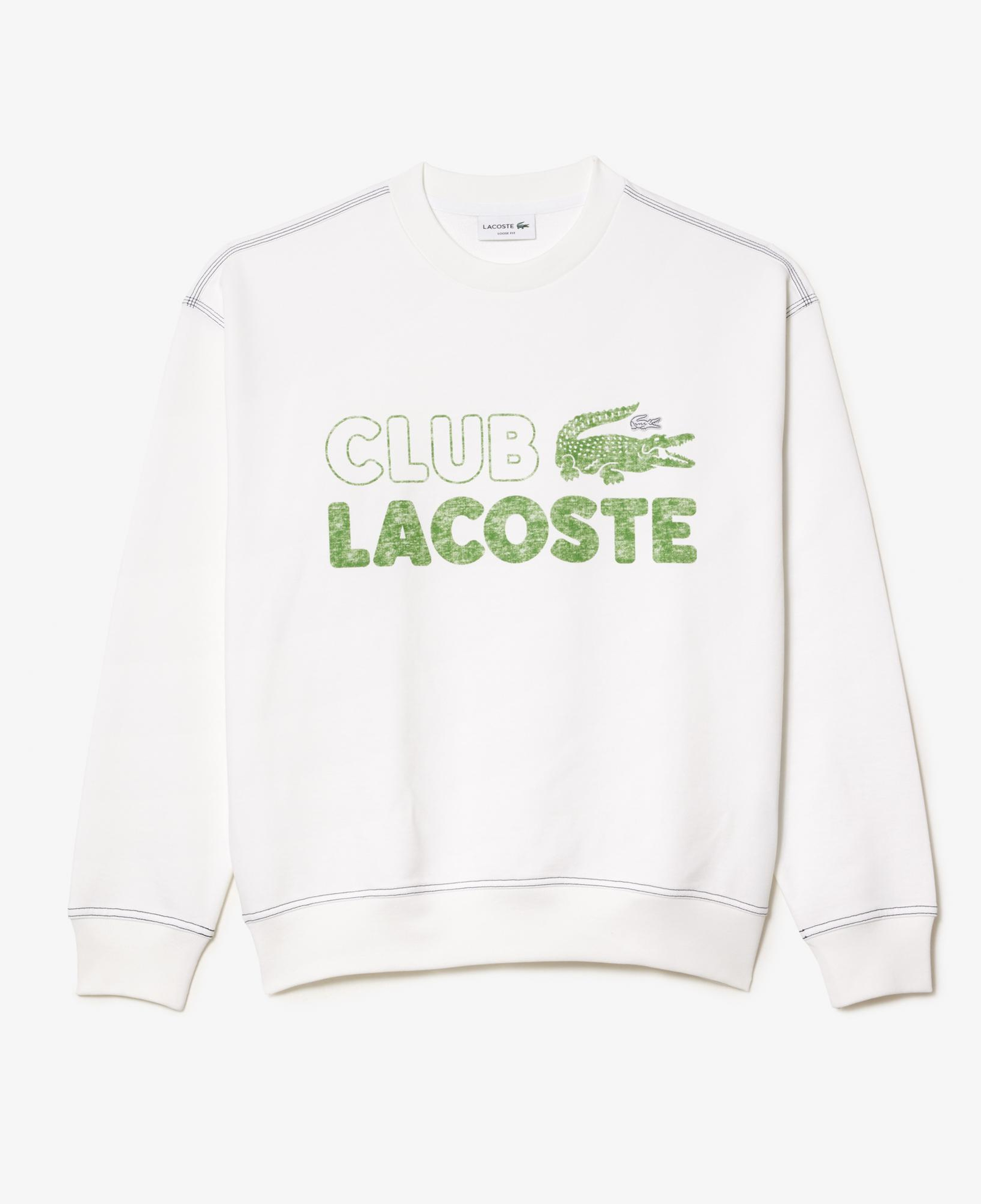 Erkek Loose Fit Bisiklet Yaka Organik Pamuk Baskılı Beyaz Sweatshirt