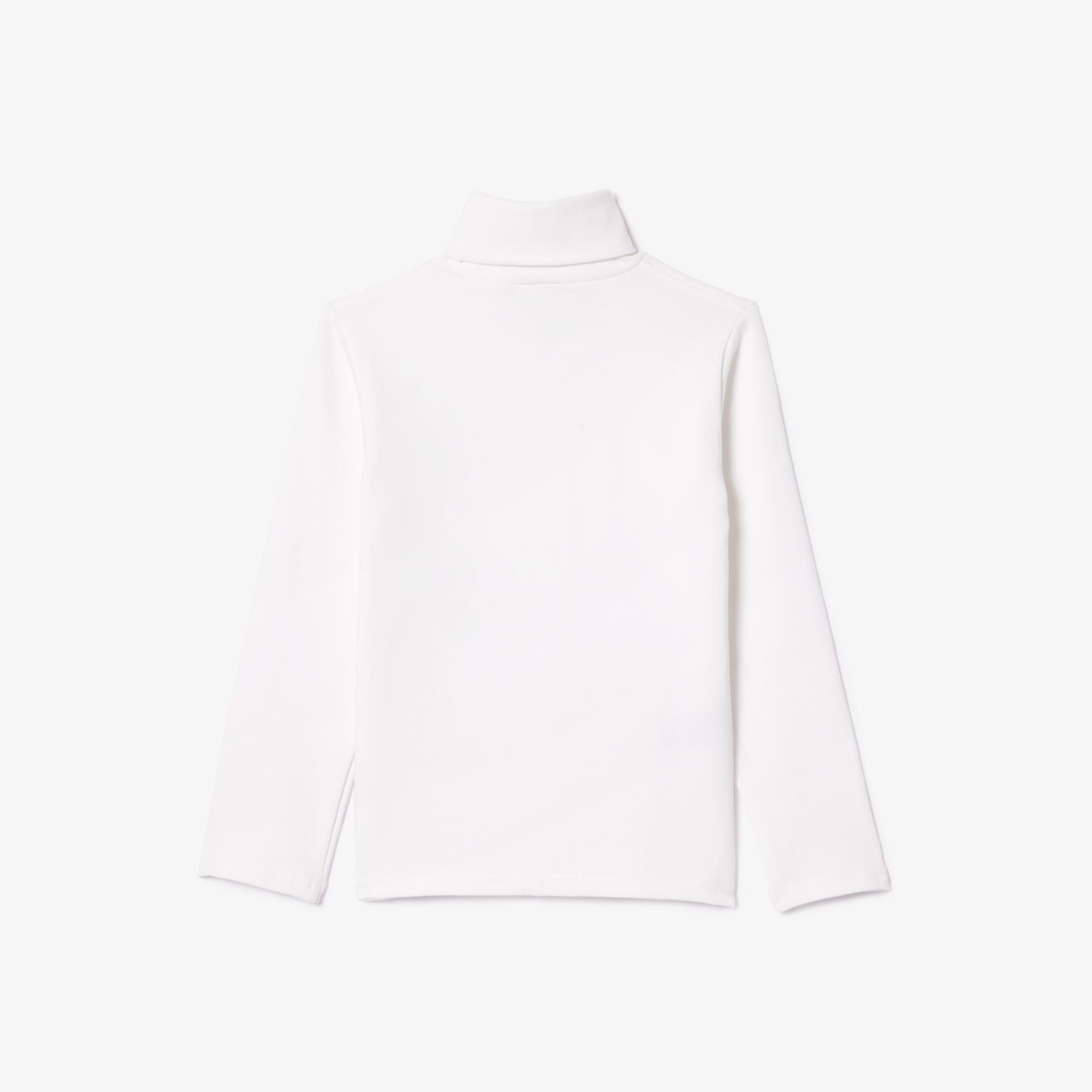Çocuk Uzun Kollu Boğazlı Yaka Beyaz T-Shirt