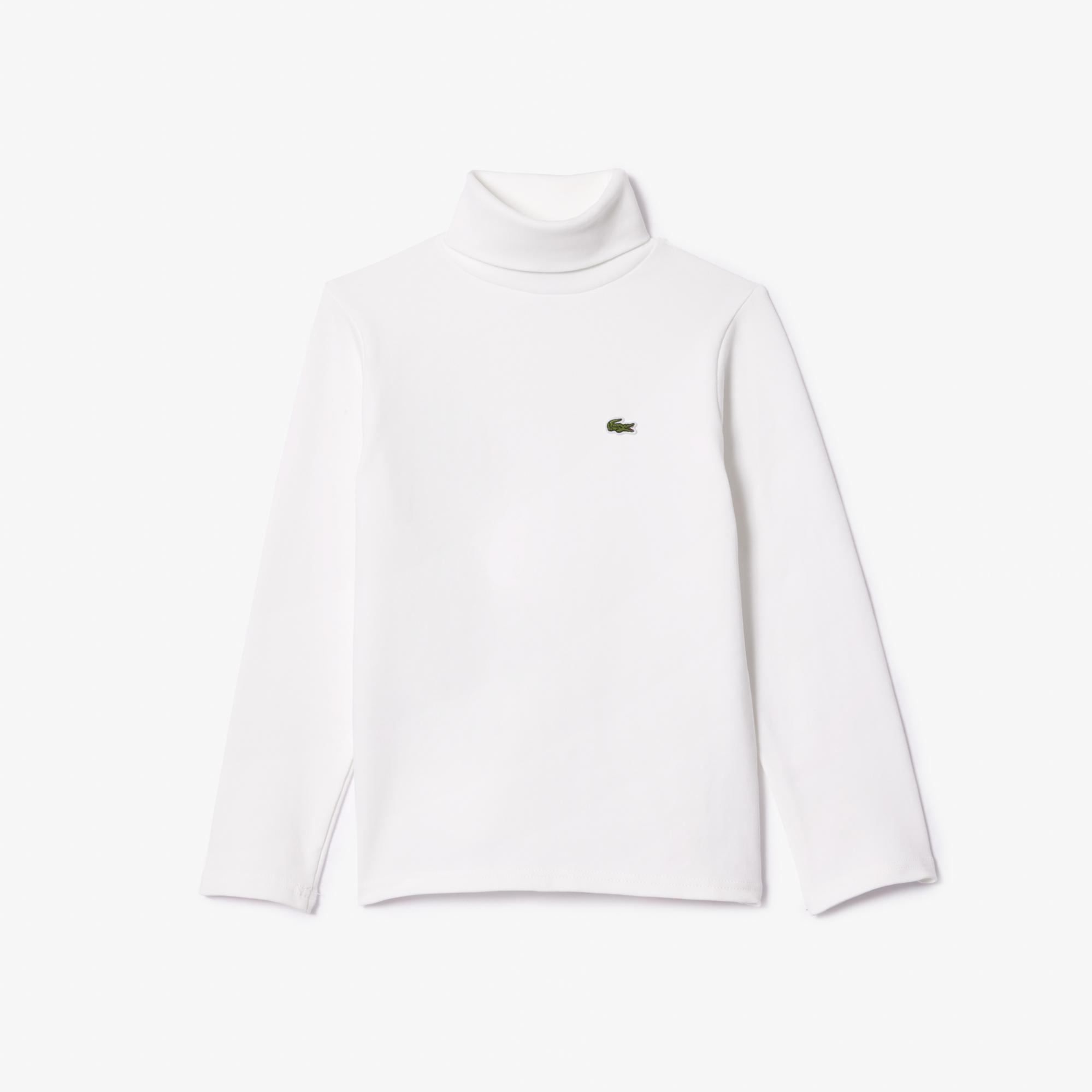 Çocuk Uzun Kollu Boğazlı Yaka Beyaz T-Shirt