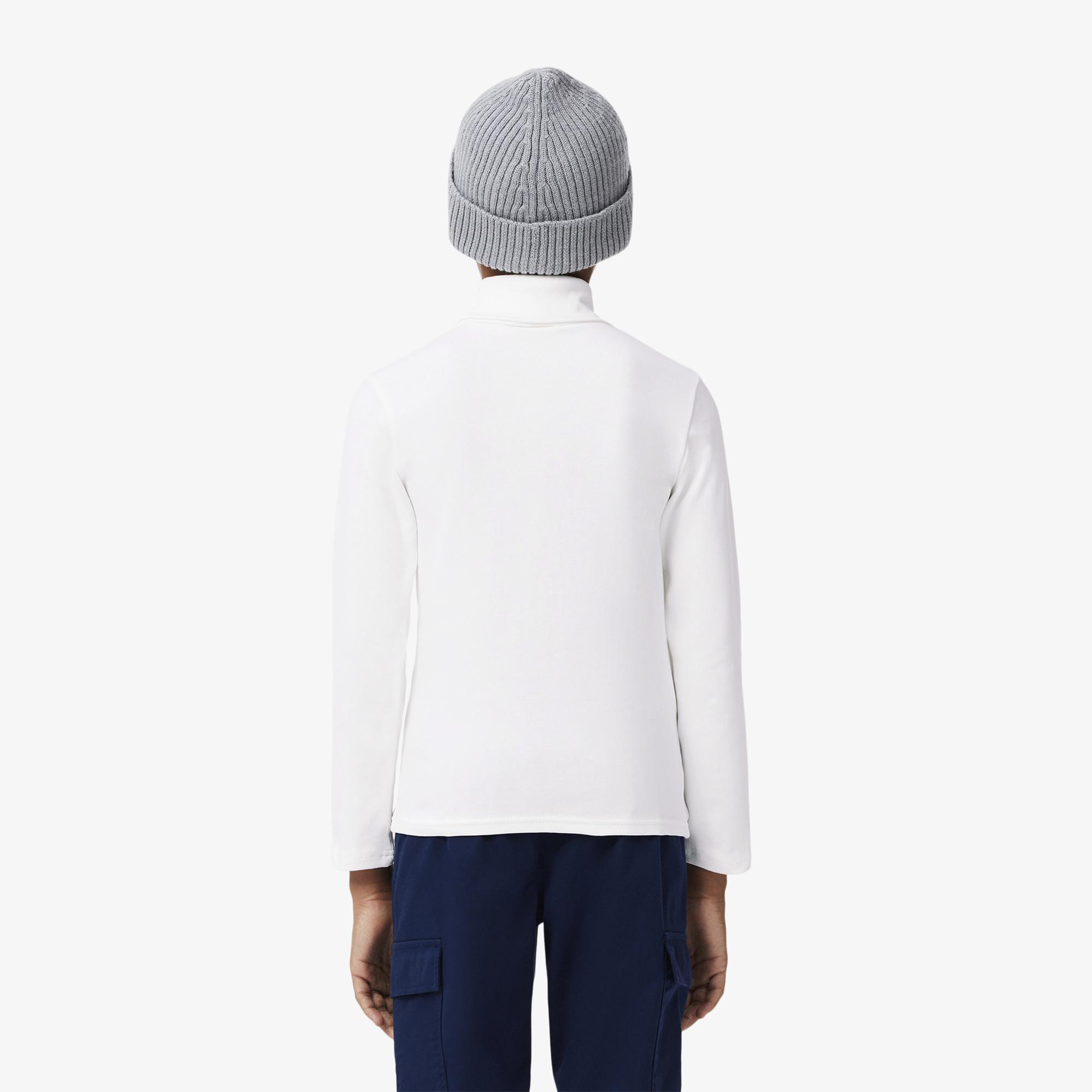 Çocuk Uzun Kollu Boğazlı Yaka Beyaz T-Shirt